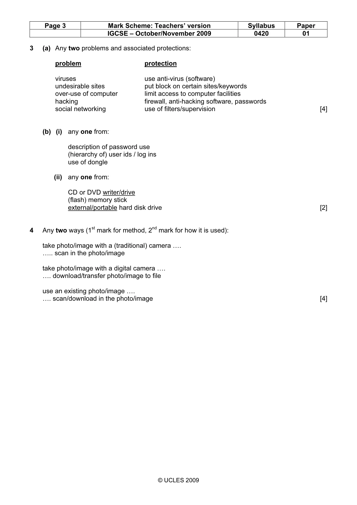Mark scheme, page 3 of 10