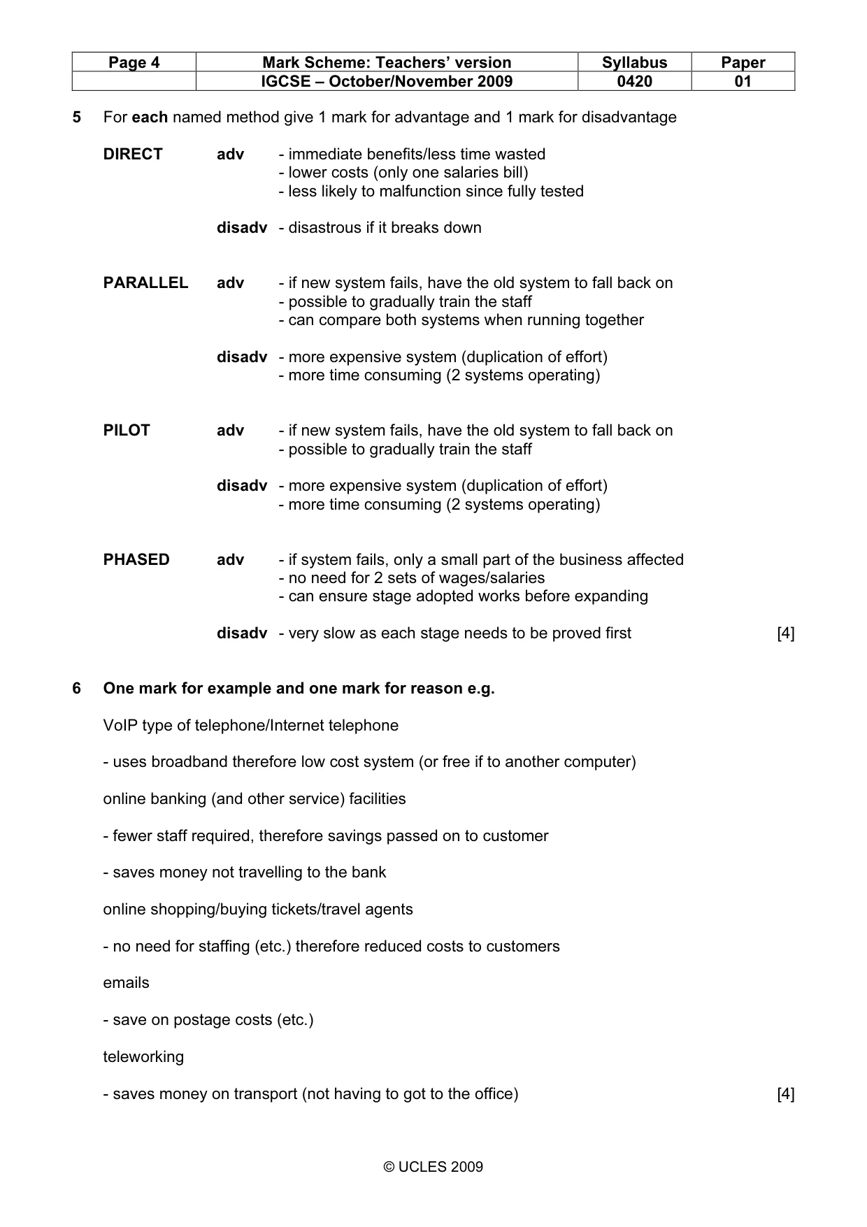 Mark scheme, page 4 of 10