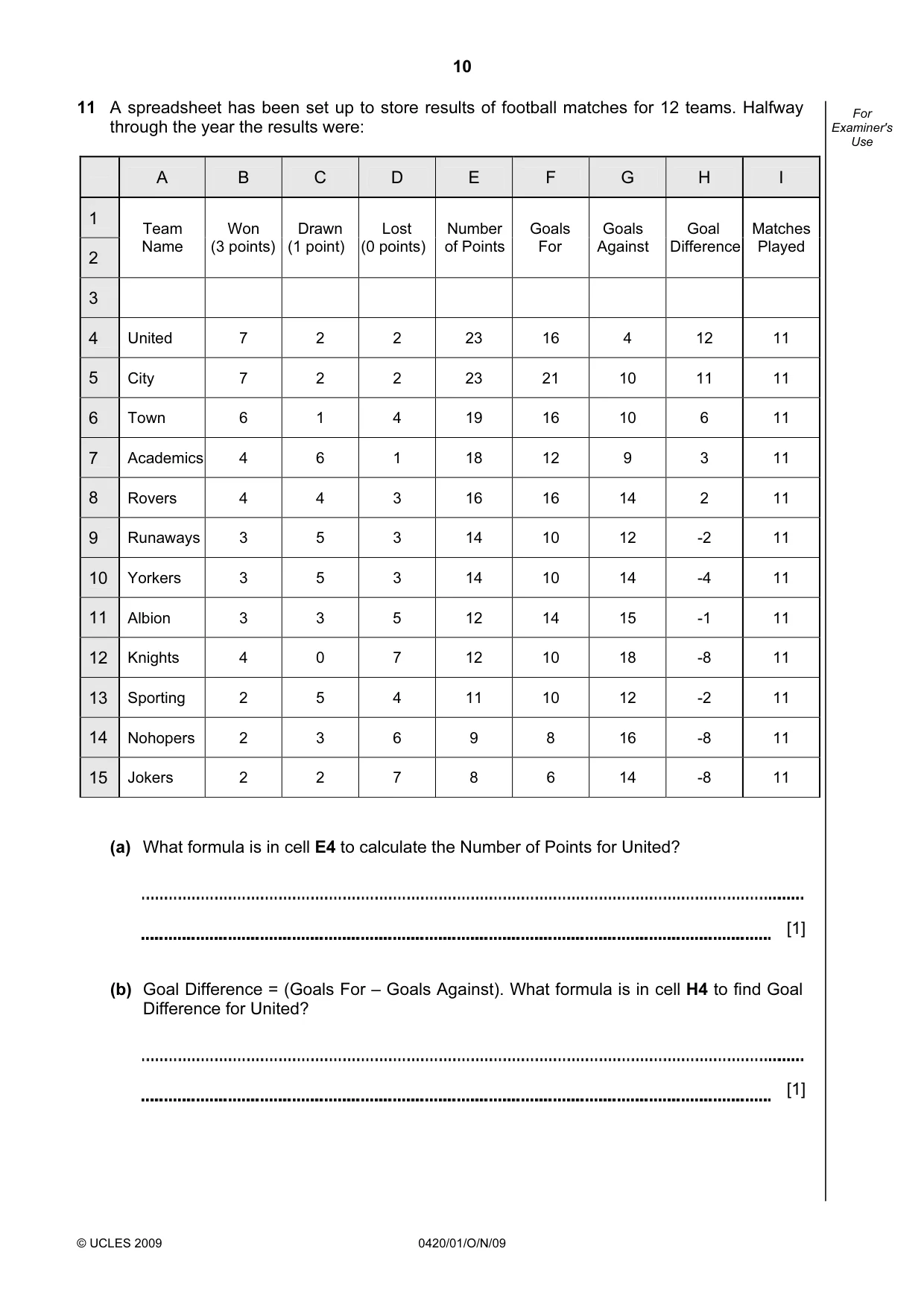 Cambridge IGCSE Computer Studies 0420 2009 Oct/Nov Paper 1 · Variant 1 question paper, page 10 of 20