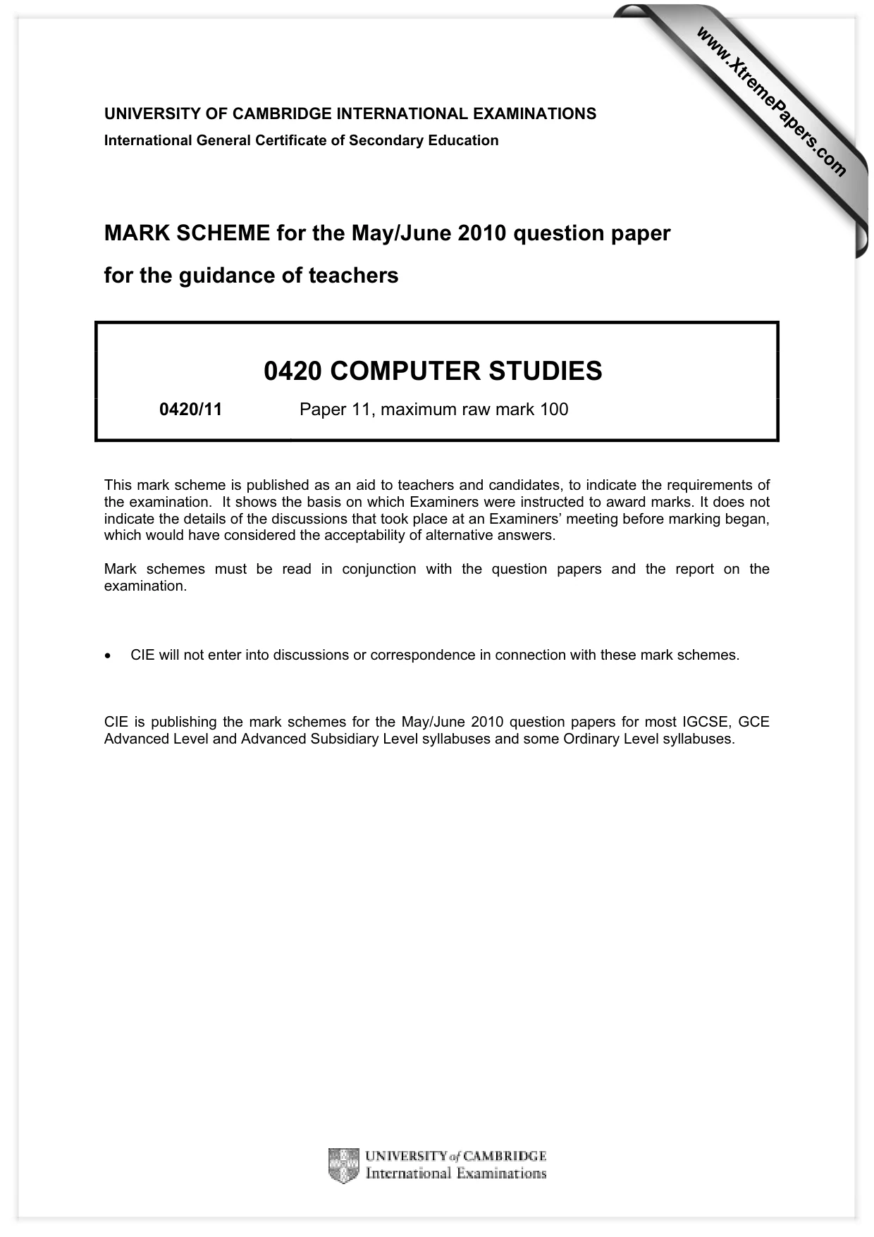 Mark scheme, page 1 of 11