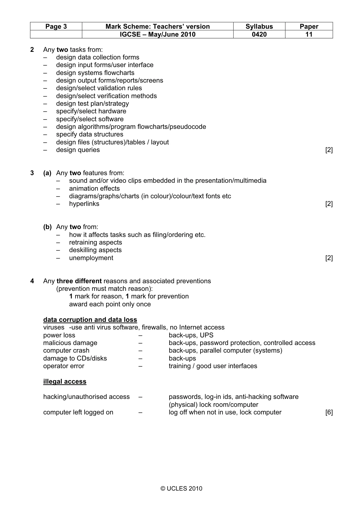 Mark scheme, page 3 of 11