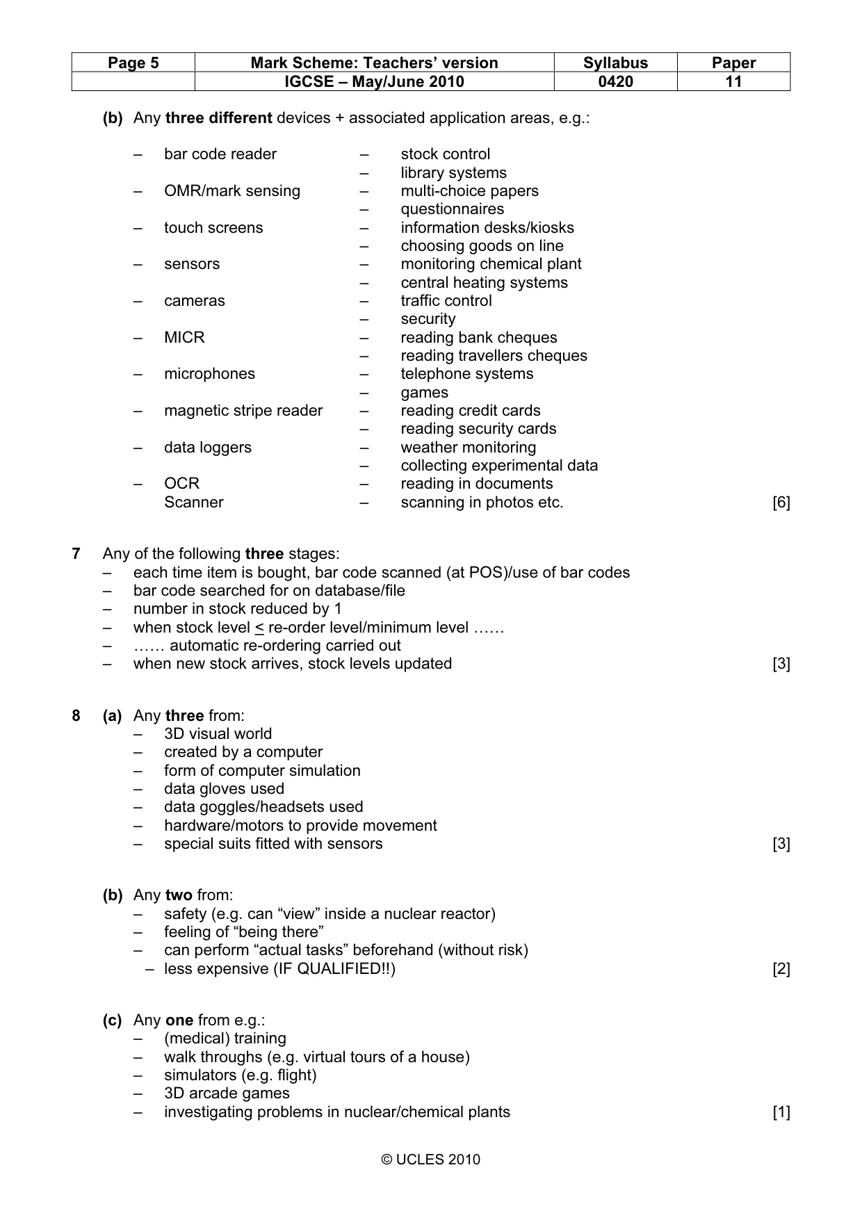 Mark scheme, page 5 of 11