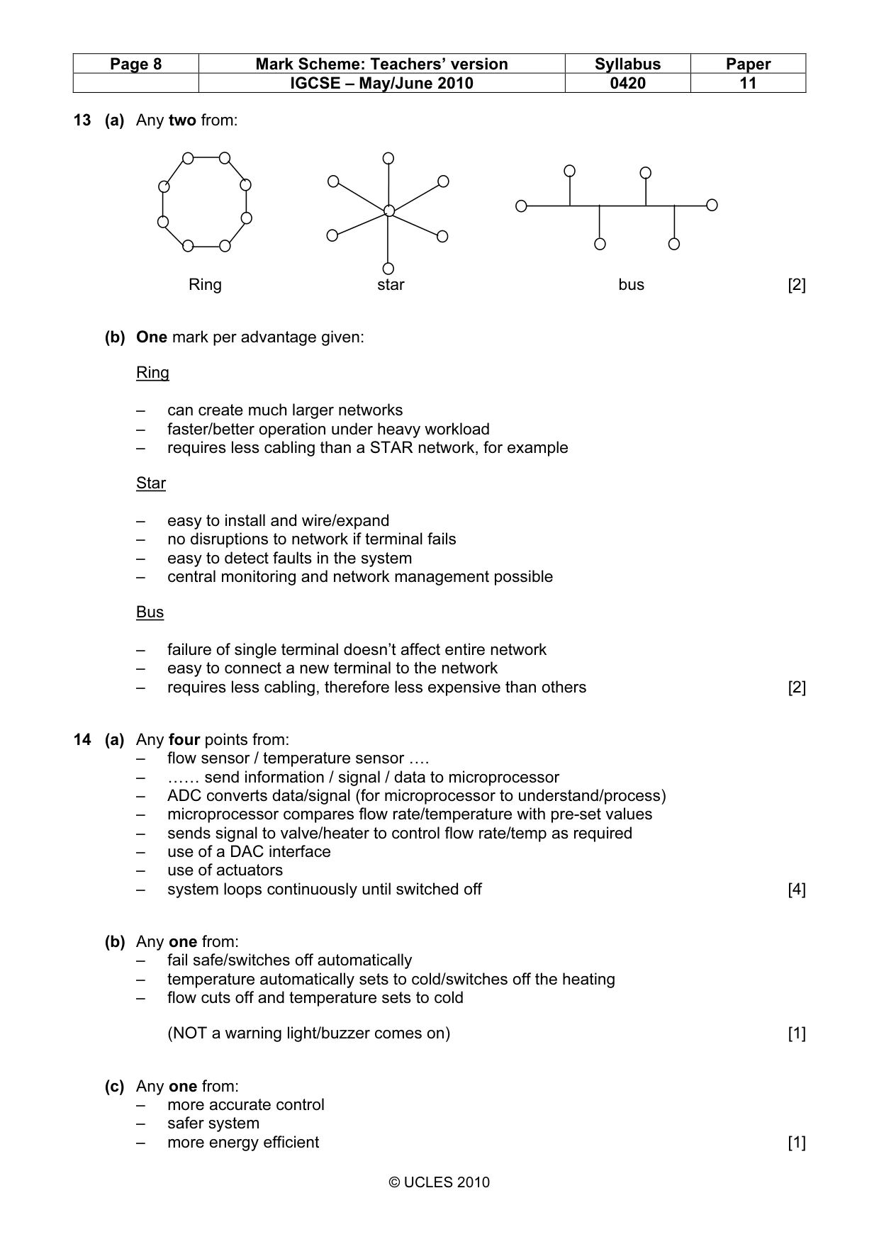 Mark scheme, page 8 of 11