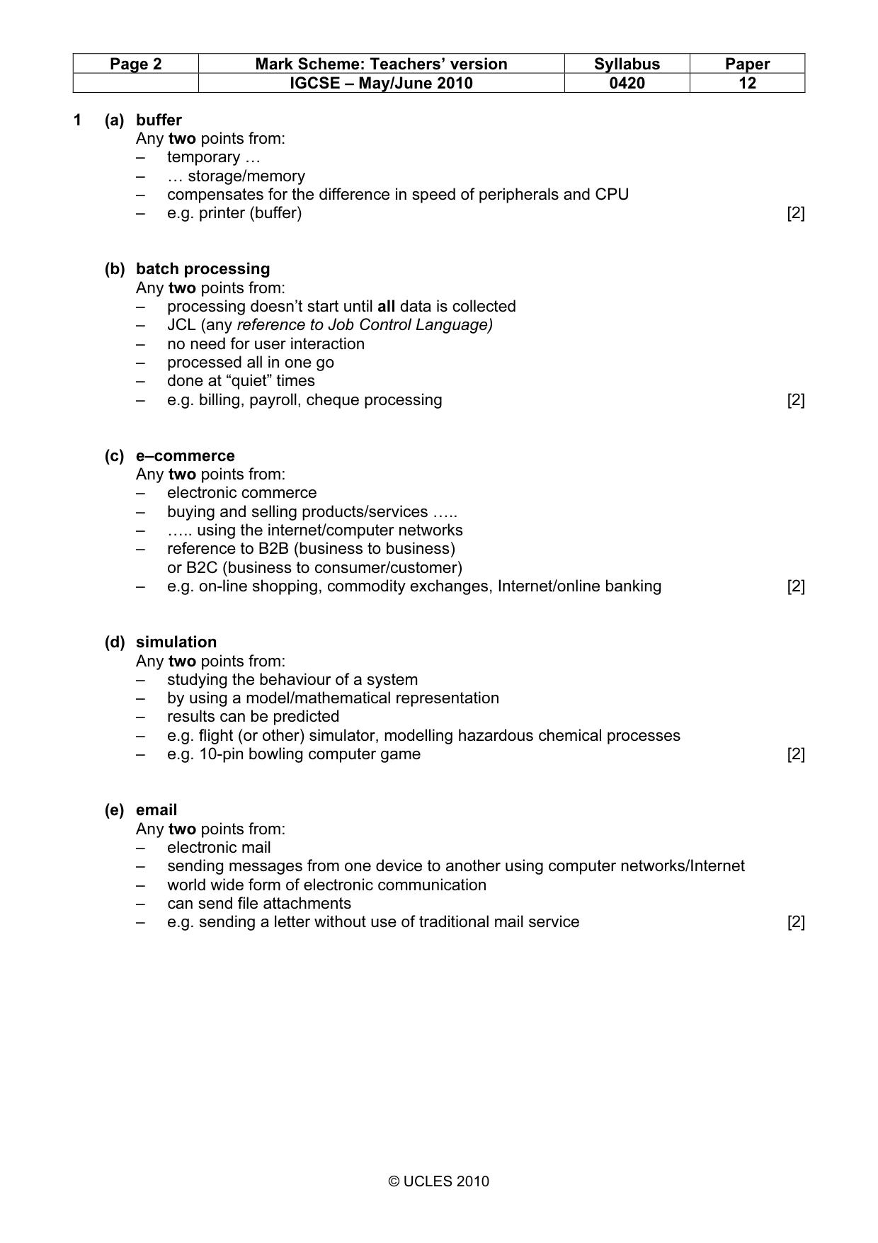 Mark scheme, page 2 of 10