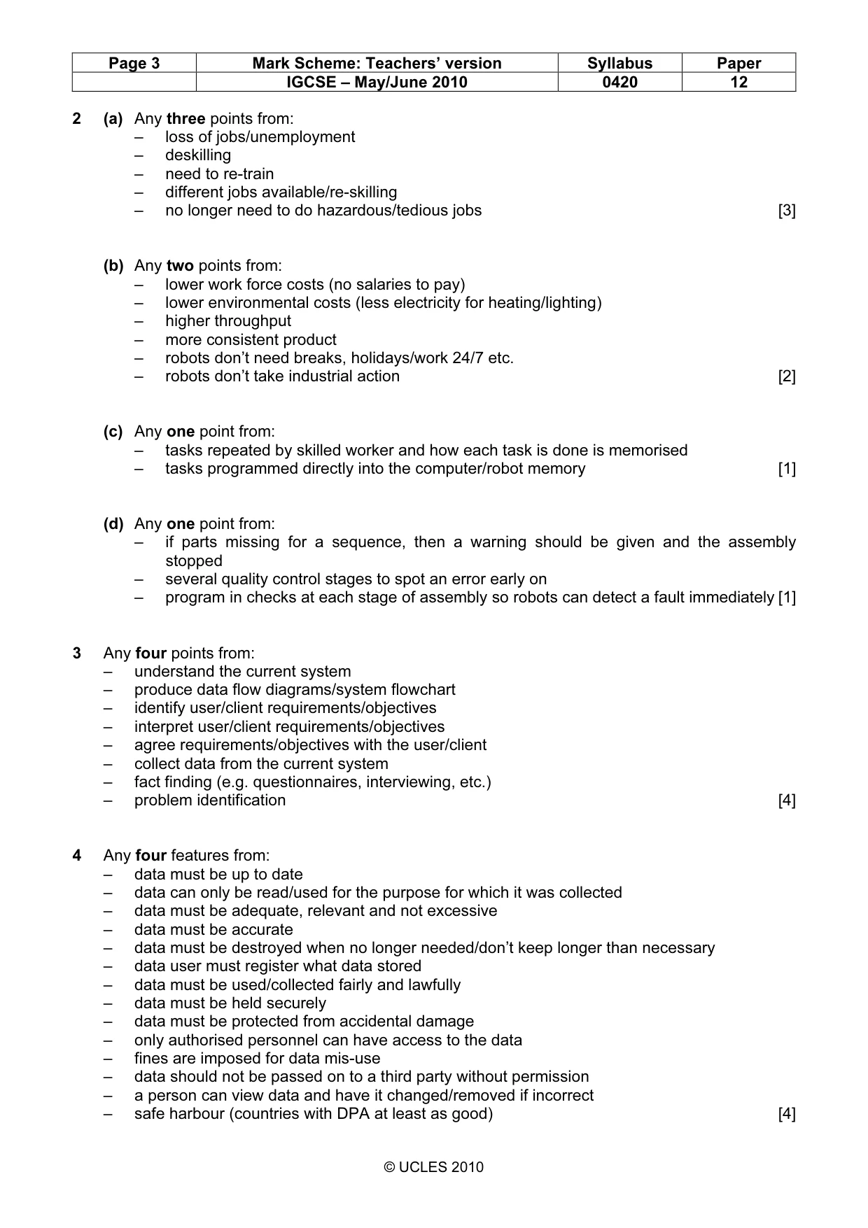 Mark scheme, page 3 of 10