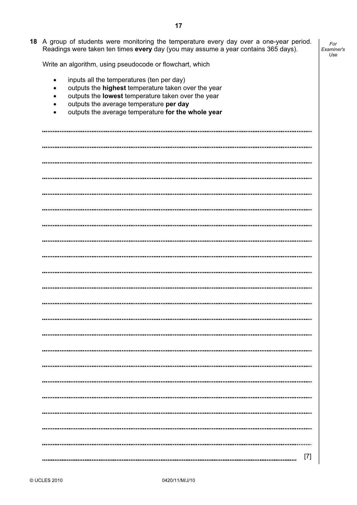Cambridge IGCSE Computer Studies 0420 2010 May/June Paper 1 · Variant 1 question paper, page 17 of 20