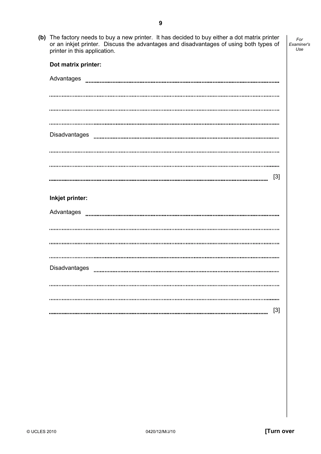 Cambridge IGCSE Computer Studies 0420 2010 May/June Paper 1 · Variant 2 question paper, page 9 of 20