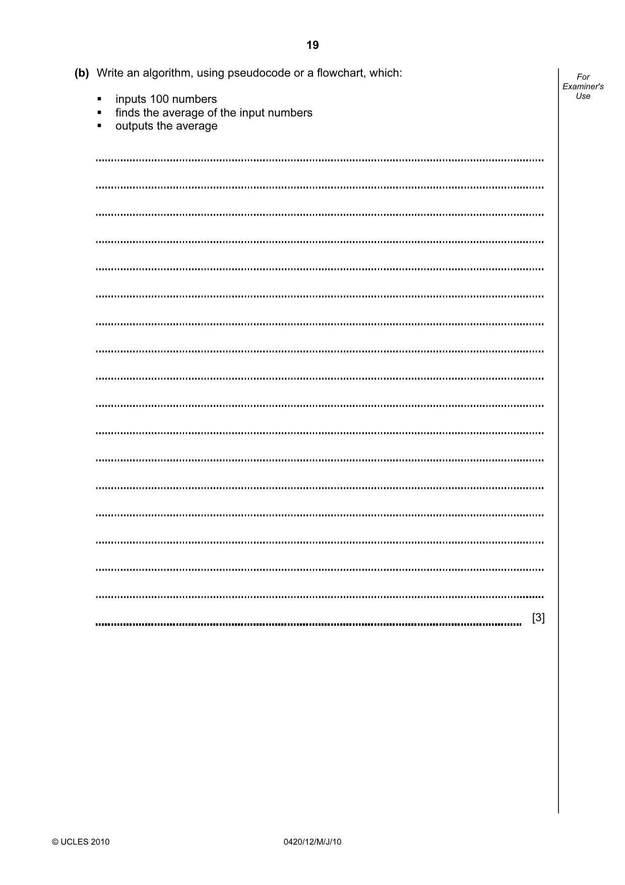 Cambridge IGCSE Computer Studies 0420 2010 May/June Paper 1 · Variant 2 question paper, page 19 of 20