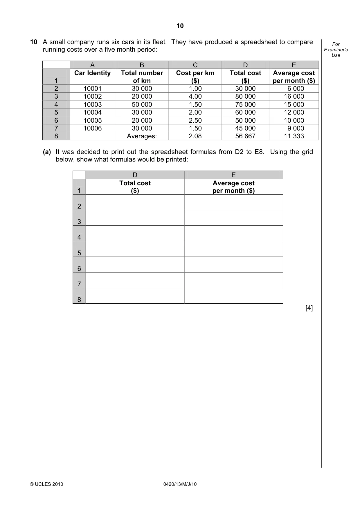 Cambridge IGCSE Computer Studies 0420 2010 May/June Paper 1 · Variant 3 question paper, page 10 of 20