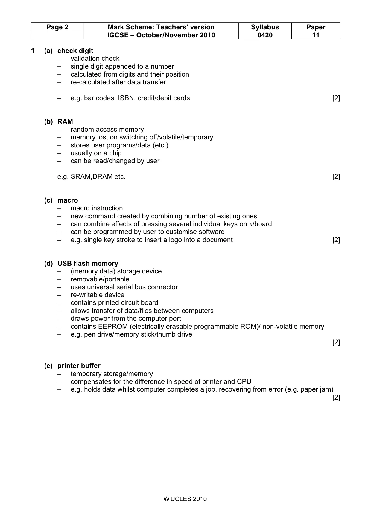 Mark scheme, page 2 of 11