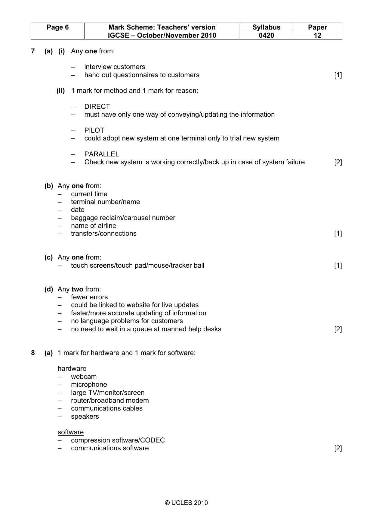 Mark scheme, page 6 of 11