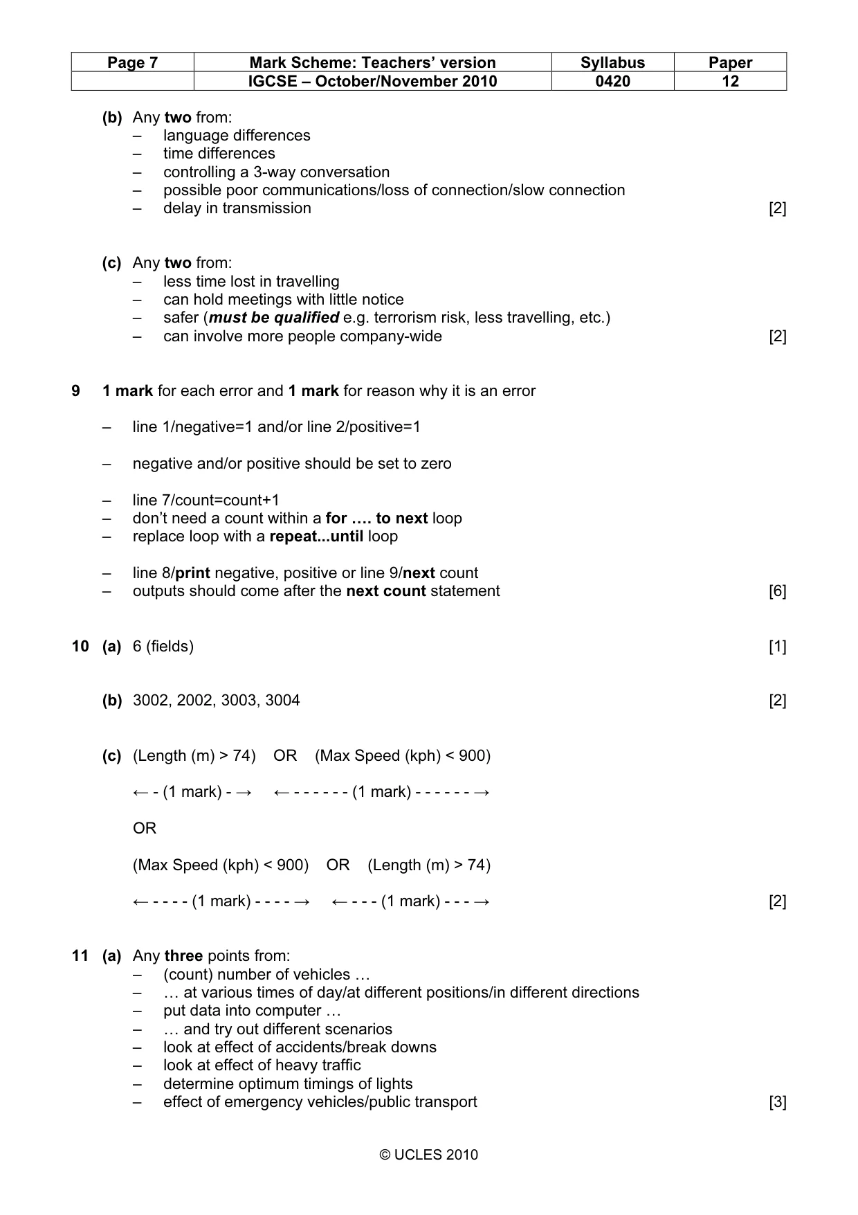 Mark scheme, page 7 of 11