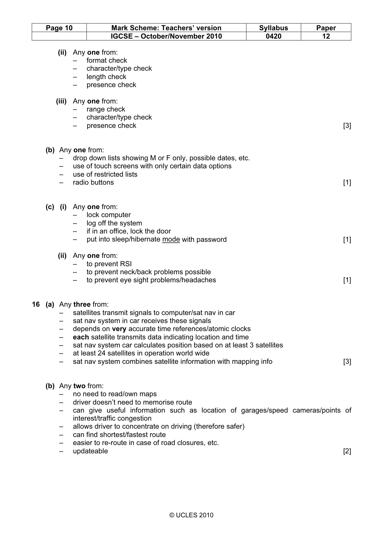 Mark scheme, page 10 of 11