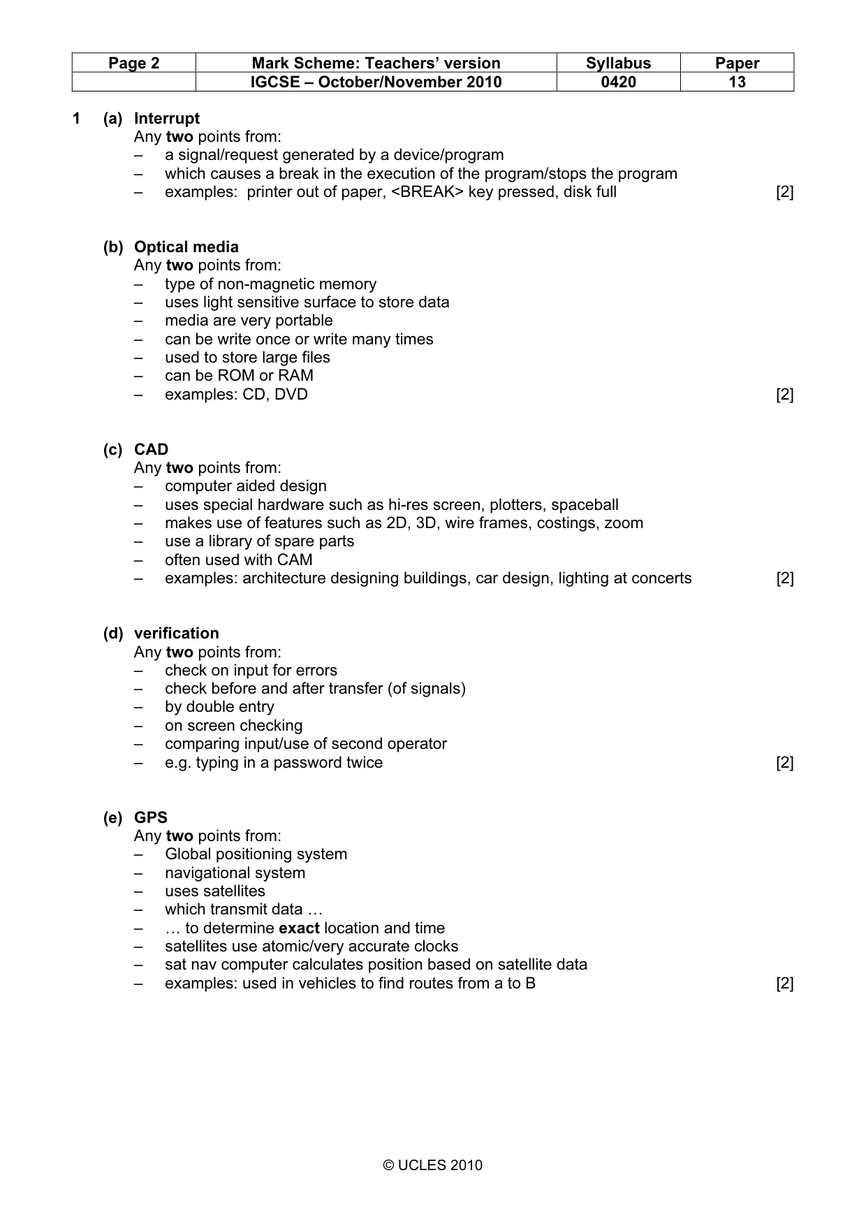 Mark scheme, page 2 of 10