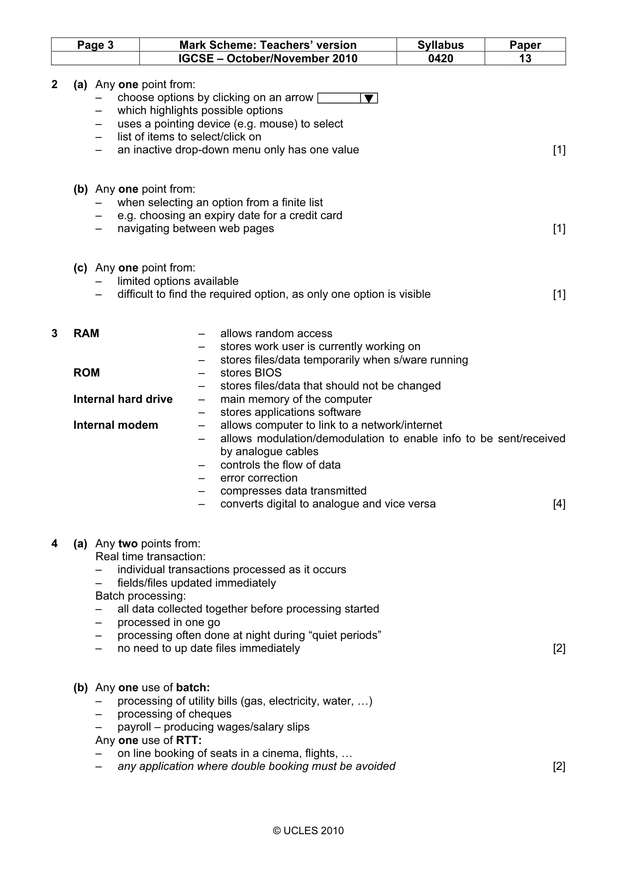 Mark scheme, page 3 of 10