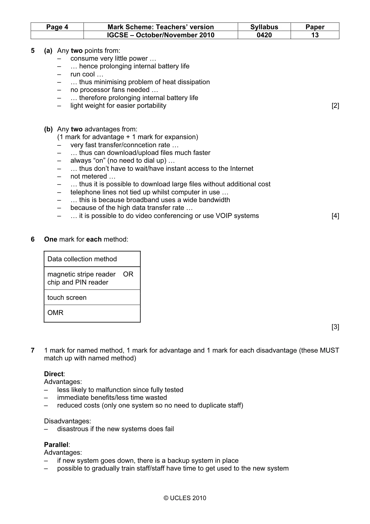 Mark scheme, page 4 of 10