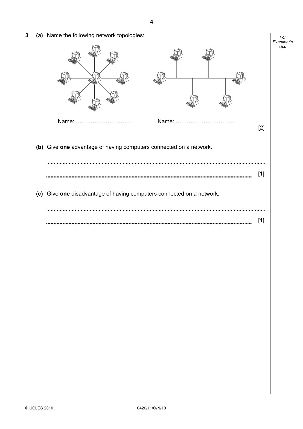 Cambridge IGCSE Computer Studies 0420 2010 Oct/Nov Paper 1 · Variant 1 question paper, page 4 of 20
