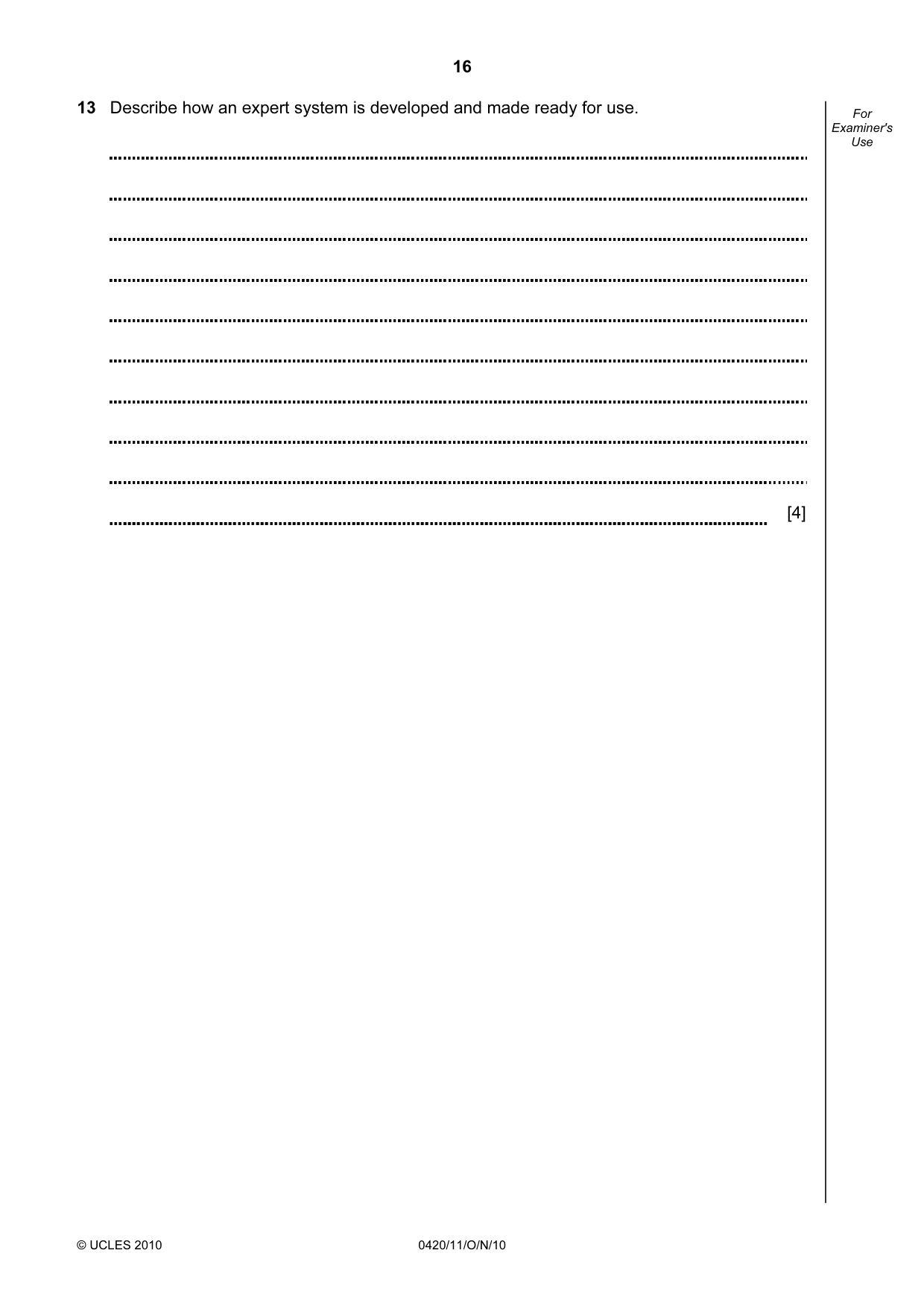 Cambridge IGCSE Computer Studies 0420 2010 Oct/Nov Paper 1 · Variant 1 question paper, page 16 of 20