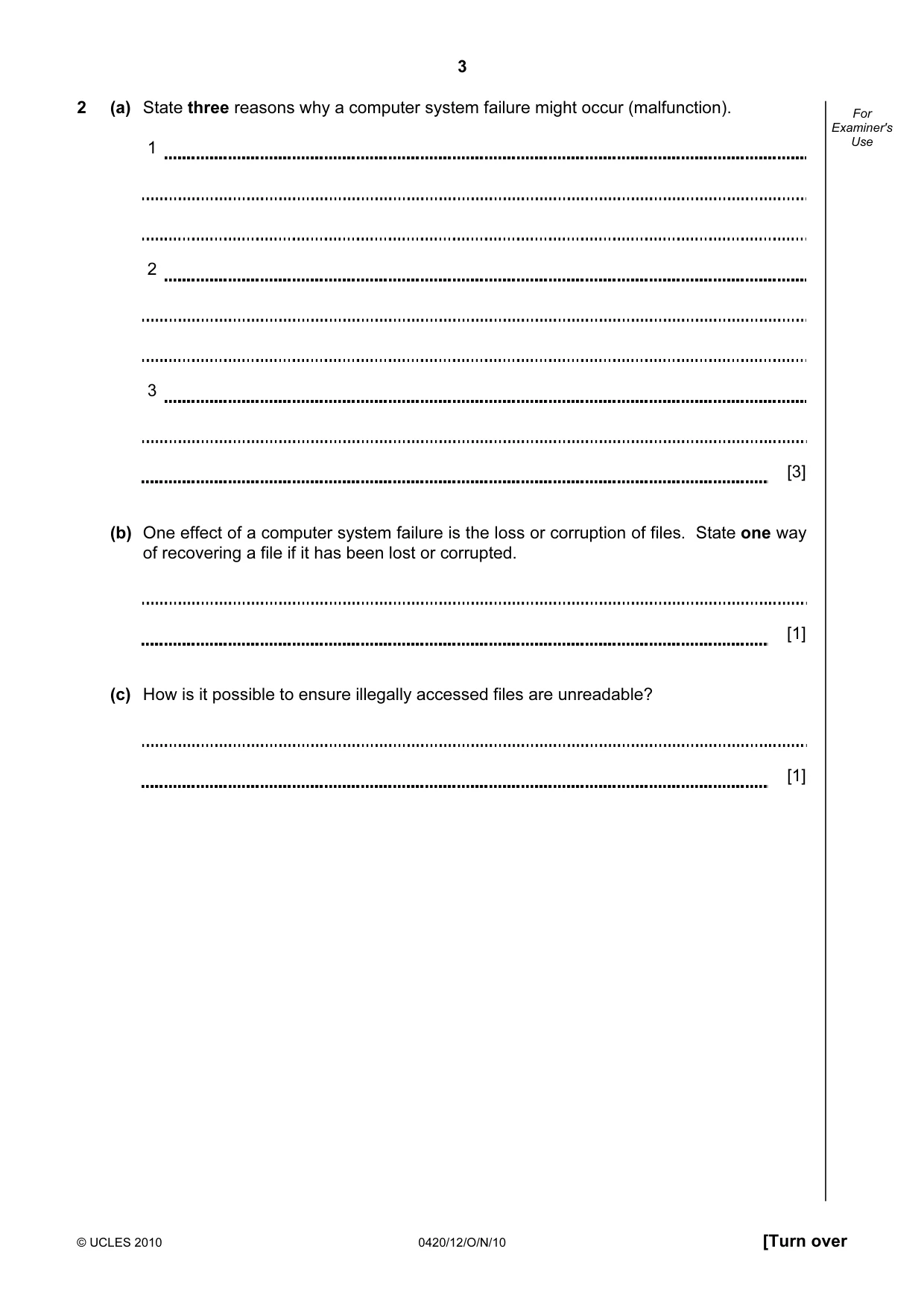 Cambridge IGCSE Computer Studies 0420 2010 Oct/Nov Paper 1 · Variant 2 question paper, page 3 of 20