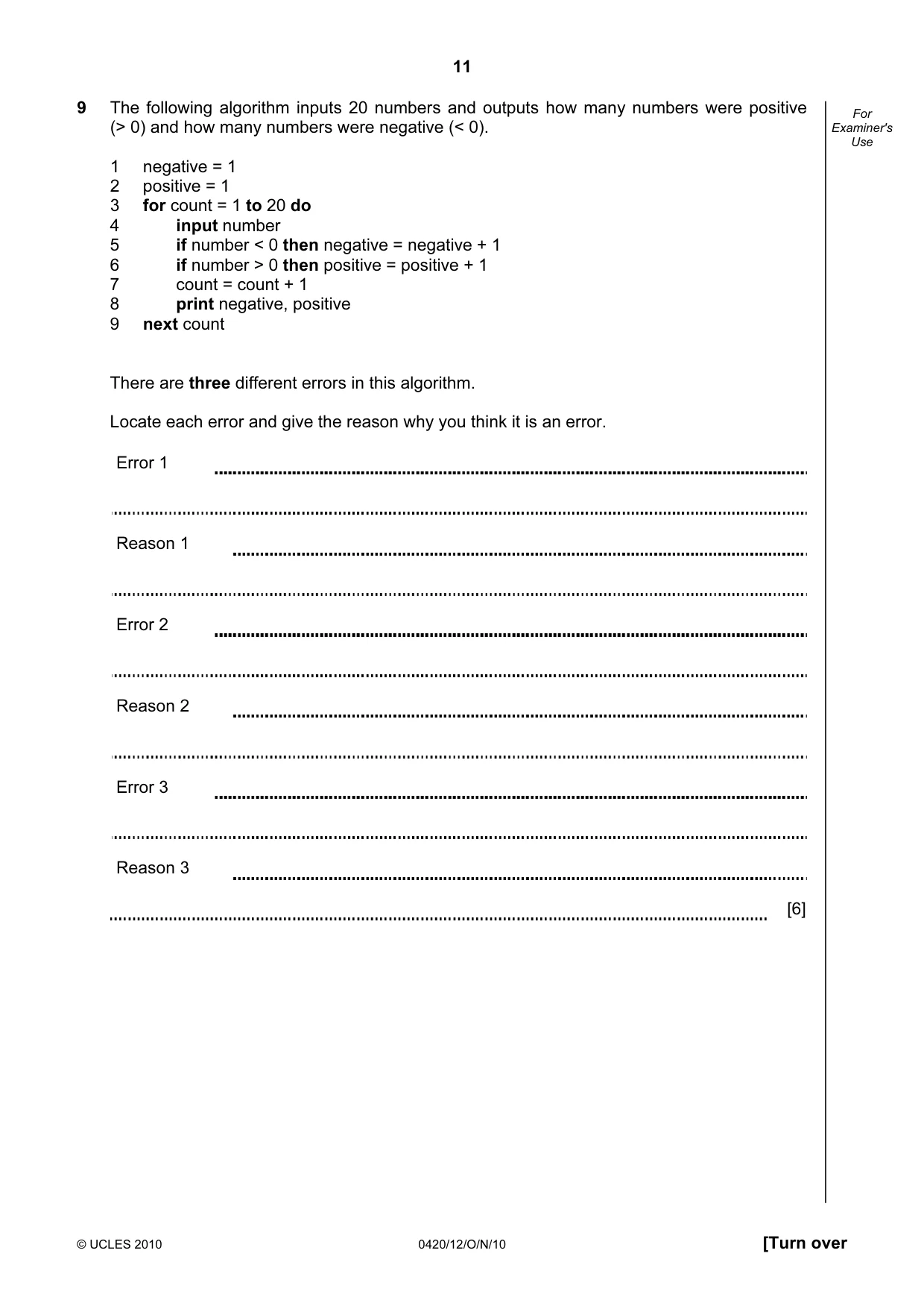 Cambridge IGCSE Computer Studies 0420 2010 Oct/Nov Paper 1 · Variant 2 question paper, page 11 of 20