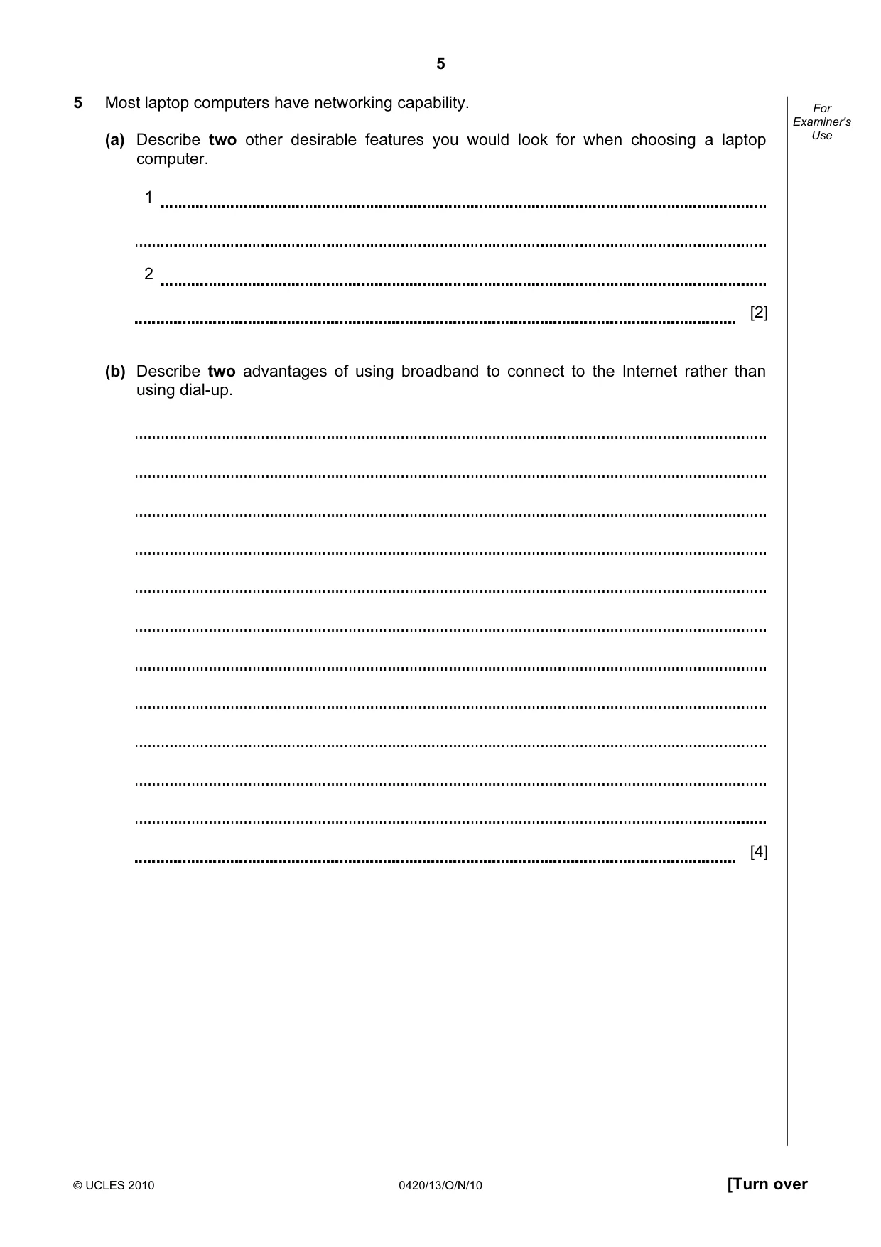 Cambridge IGCSE Computer Studies 0420 2010 Oct/Nov Paper 1 · Variant 3 question paper, page 5 of 20