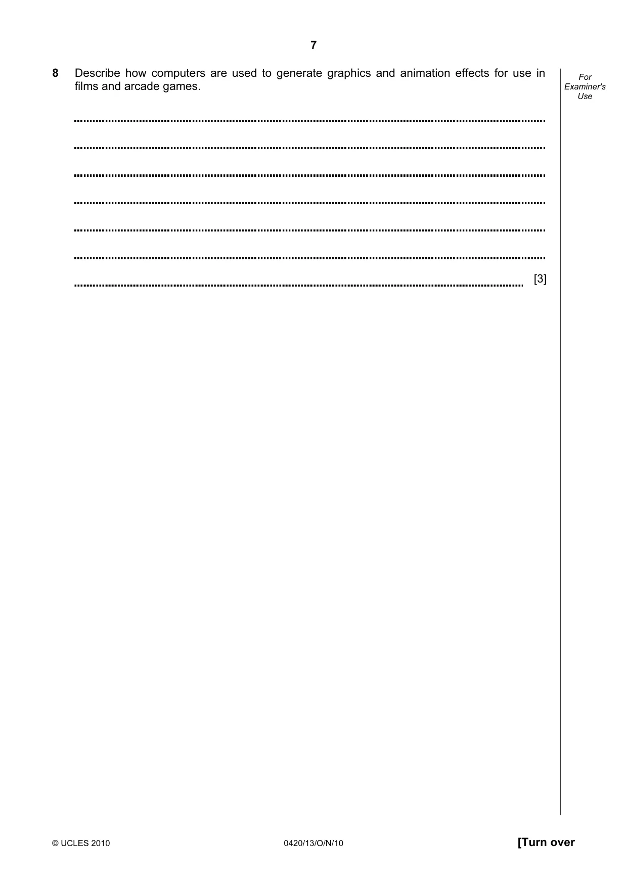 Cambridge IGCSE Computer Studies 0420 2010 Oct/Nov Paper 1 · Variant 3 question paper, page 7 of 20
