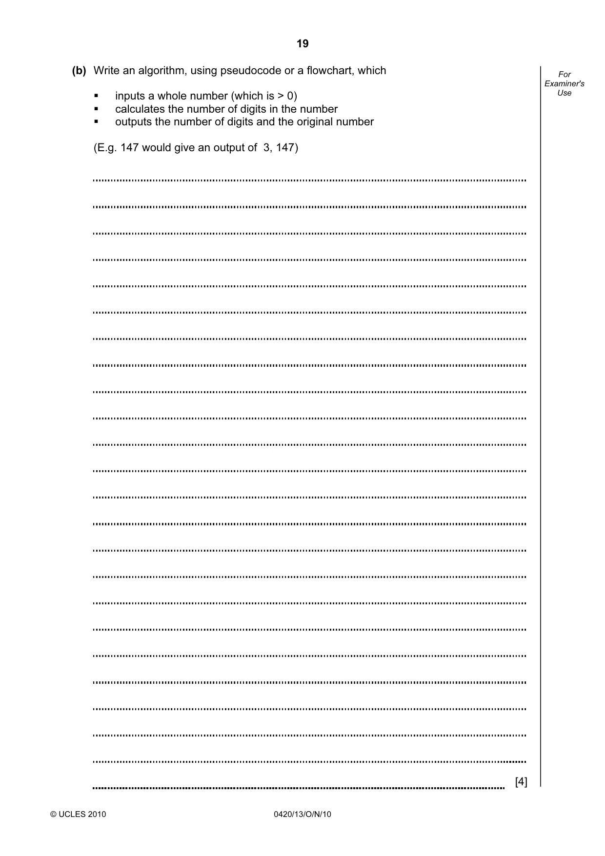 Cambridge IGCSE Computer Studies 0420 2010 Oct/Nov Paper 1 · Variant 3 question paper, page 19 of 20