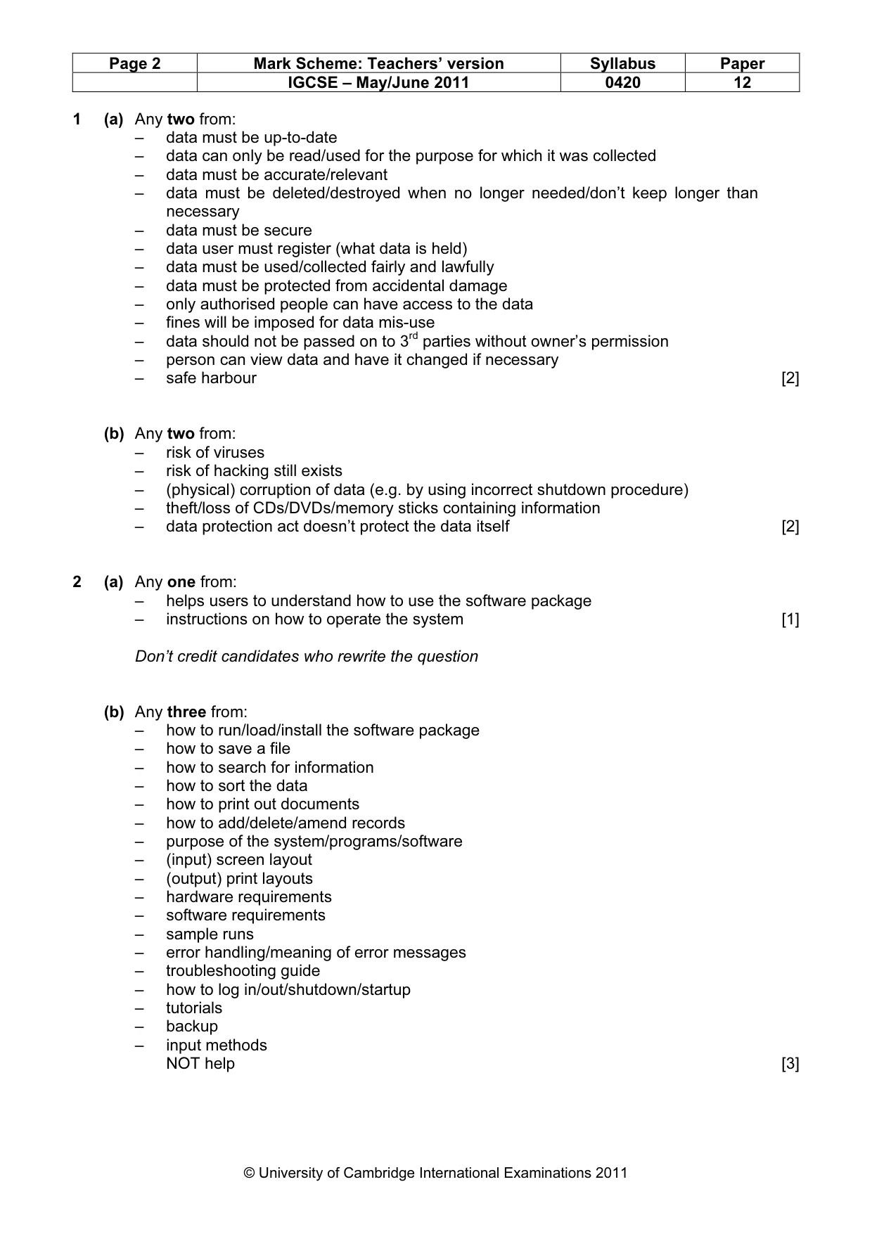 Mark scheme, page 2 of 10