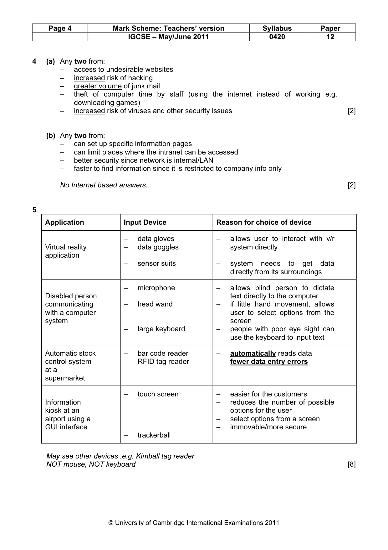 Mark scheme, page 4 of 10