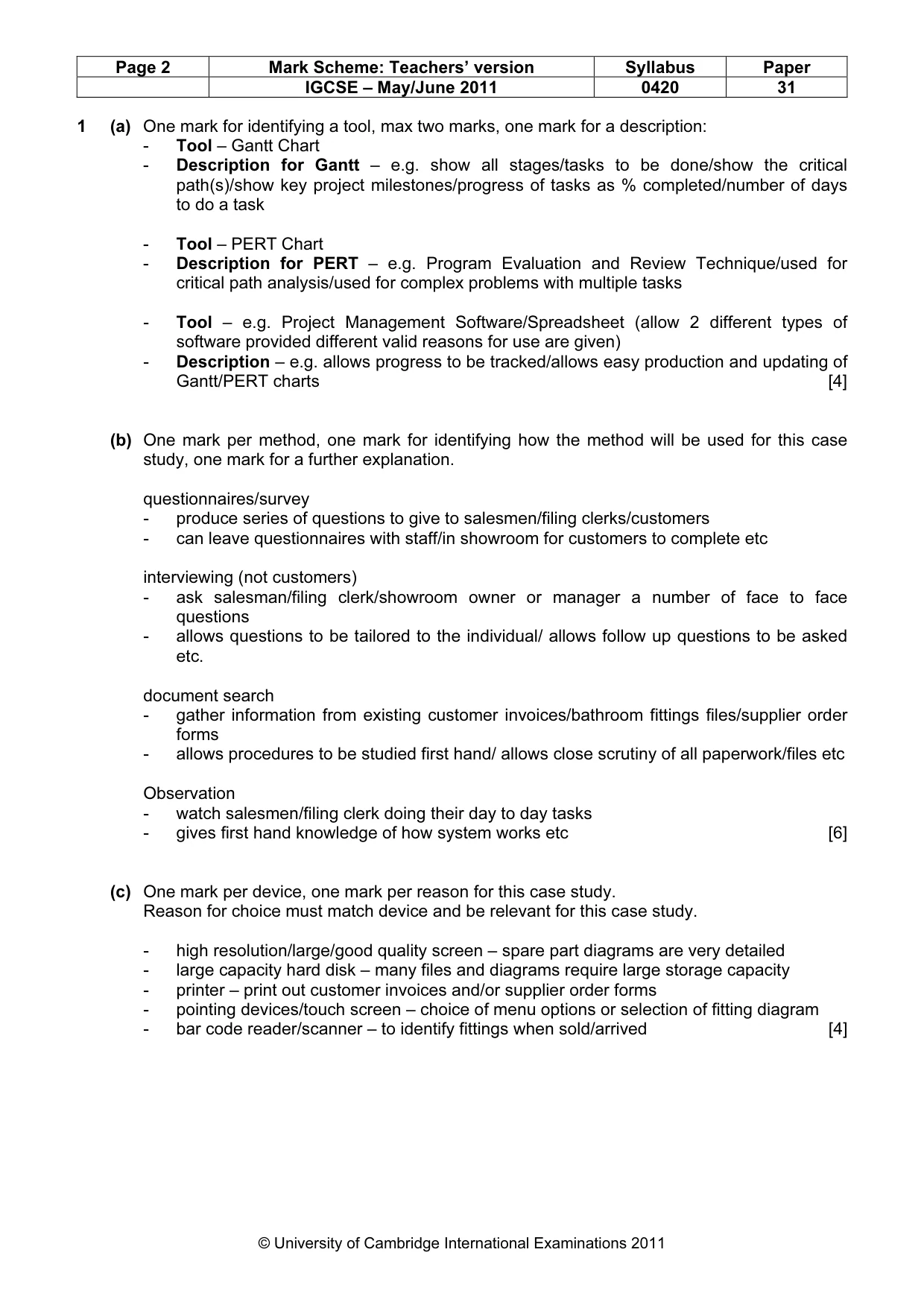 Mark scheme, page 2 of 6