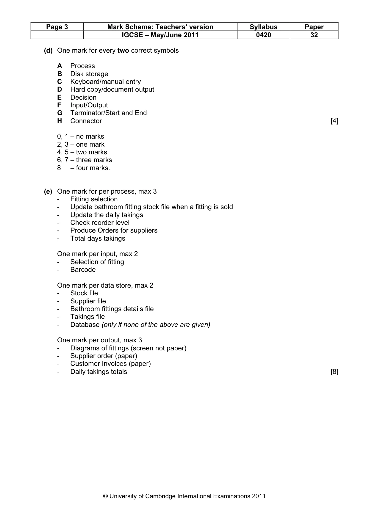 Mark scheme, page 3 of 6