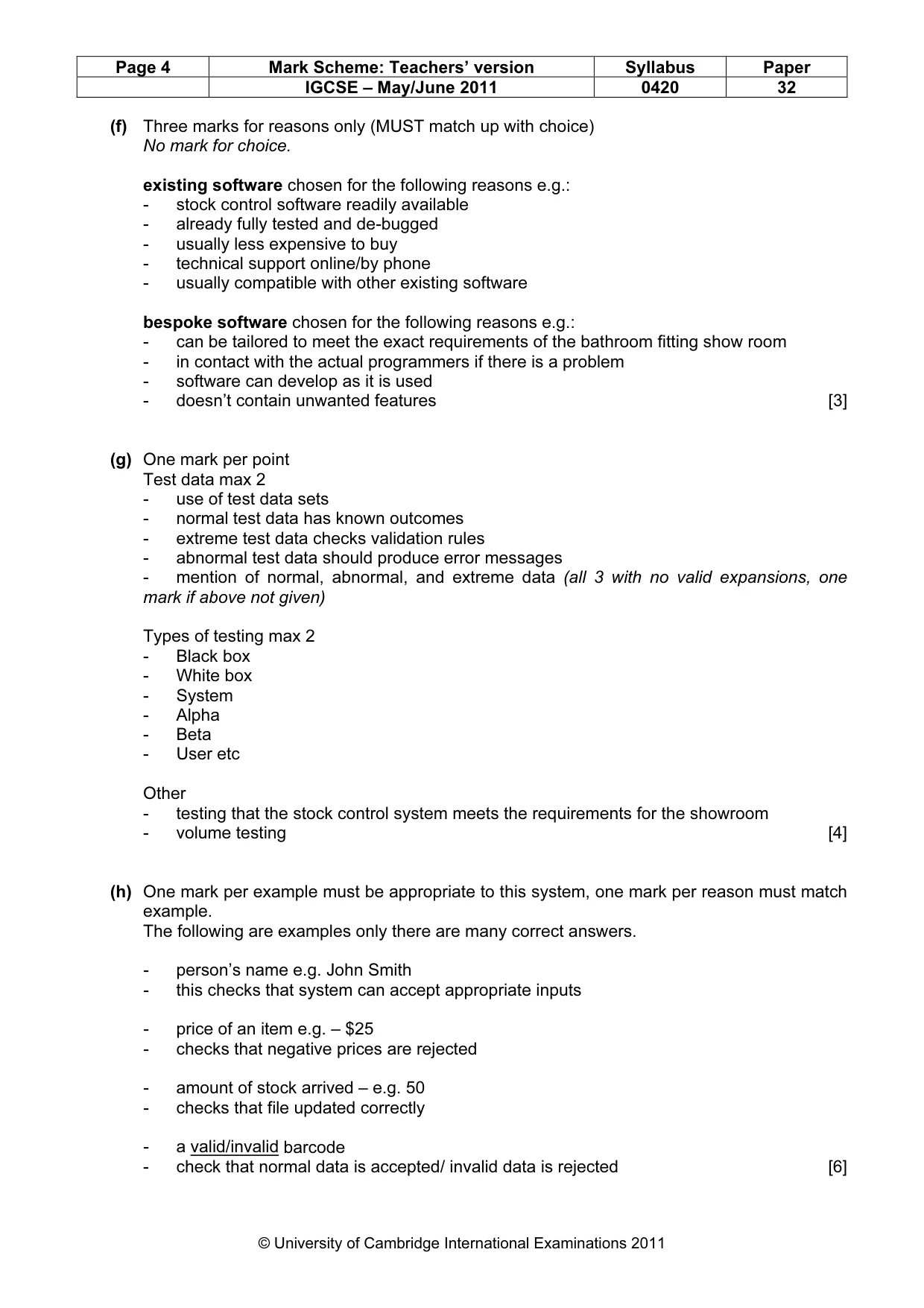 Mark scheme, page 4 of 6