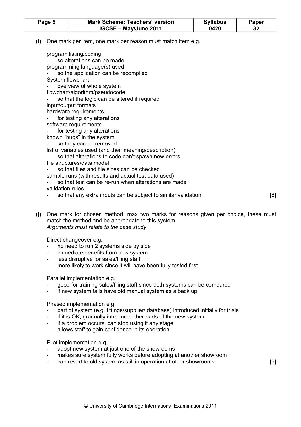 Mark scheme, page 5 of 6