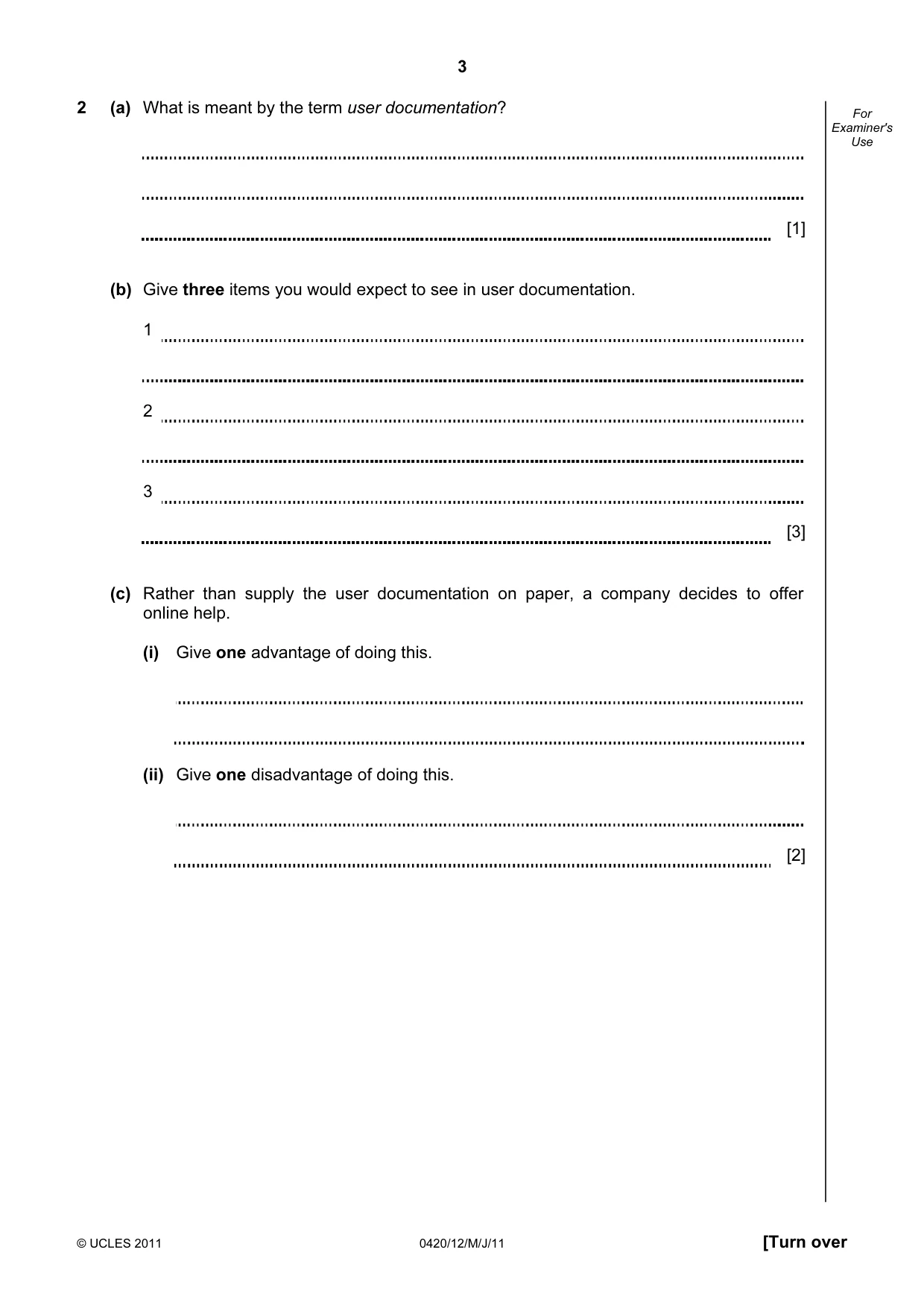 Cambridge IGCSE Computer Studies 0420 2011 May/June Paper 1 · Variant 2 question paper, page 3 of 20