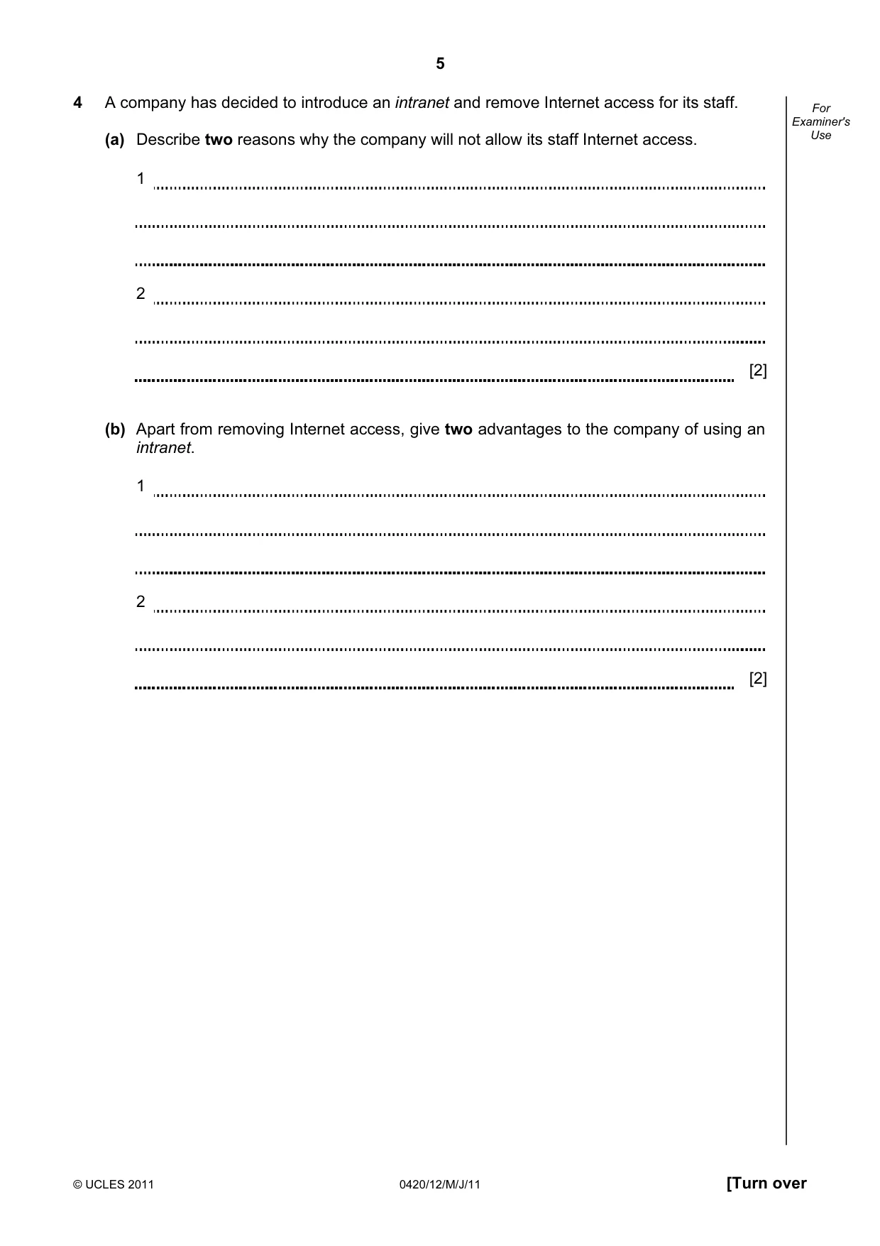 Cambridge IGCSE Computer Studies 0420 2011 May/June Paper 1 · Variant 2 question paper, page 5 of 20