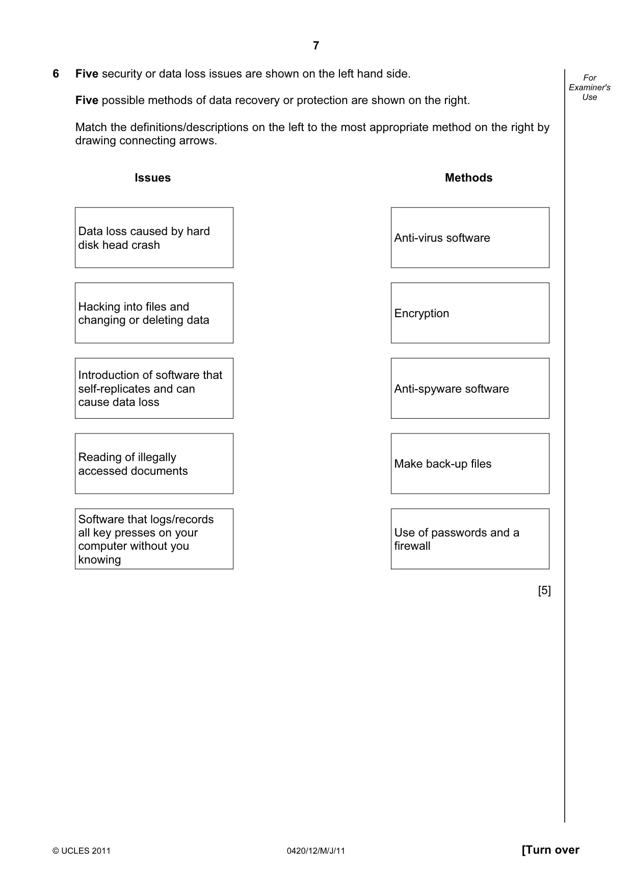 Cambridge IGCSE Computer Studies 0420 2011 May/June Paper 1 · Variant 2 question paper, page 7 of 20