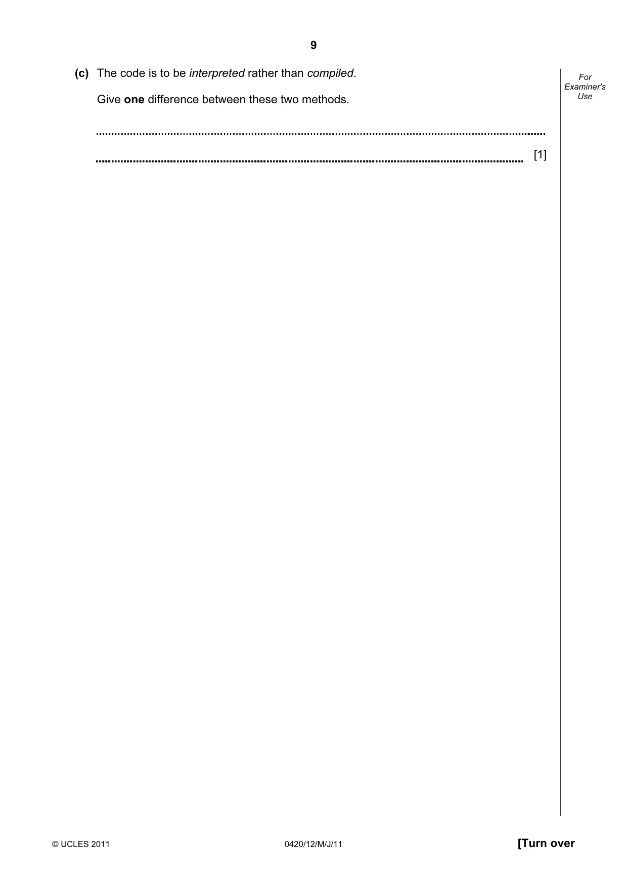 Cambridge IGCSE Computer Studies 0420 2011 May/June Paper 1 · Variant 2 question paper, page 9 of 20