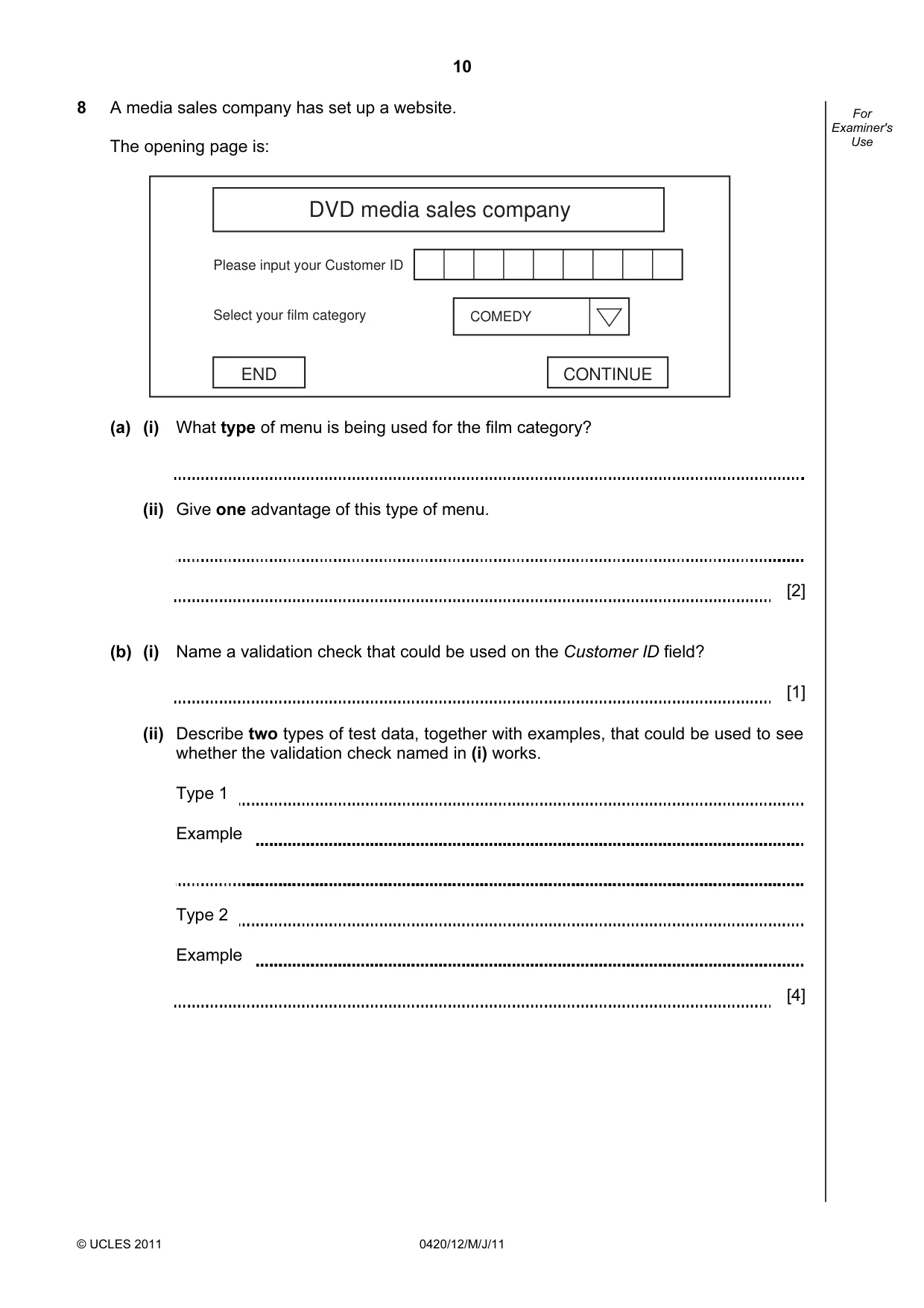 Cambridge IGCSE Computer Studies 0420 2011 May/June Paper 1 · Variant 2 question paper, page 10 of 20