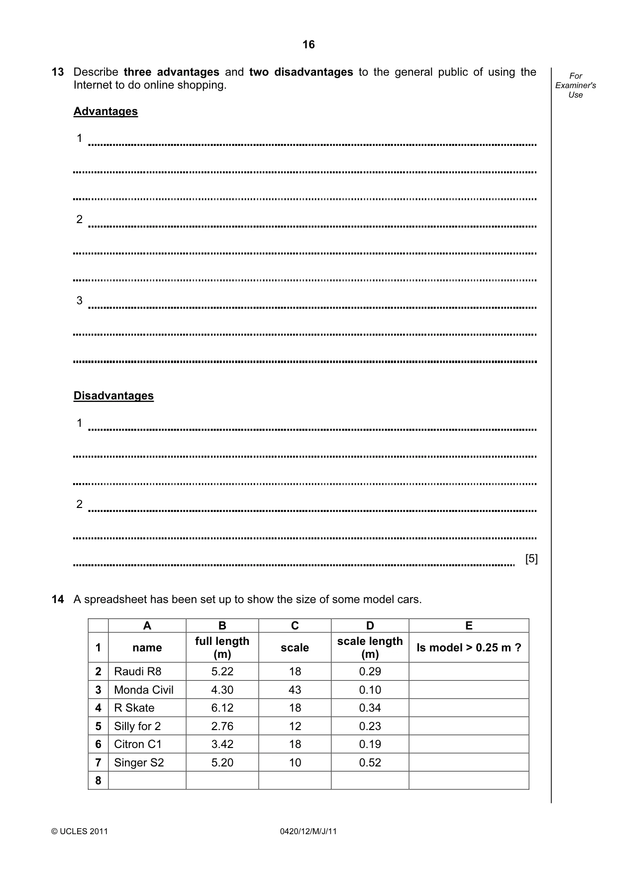 Cambridge IGCSE Computer Studies 0420 2011 May/June Paper 1 · Variant 2 question paper, page 16 of 20