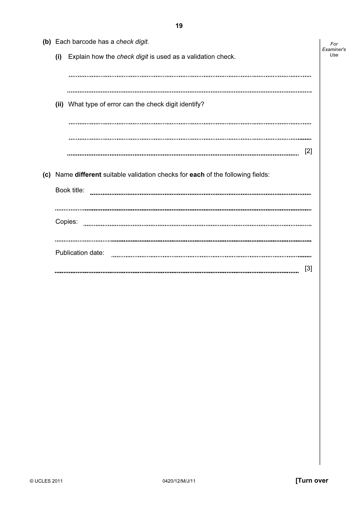 Cambridge IGCSE Computer Studies 0420 2011 May/June Paper 1 · Variant 2 question paper, page 19 of 20