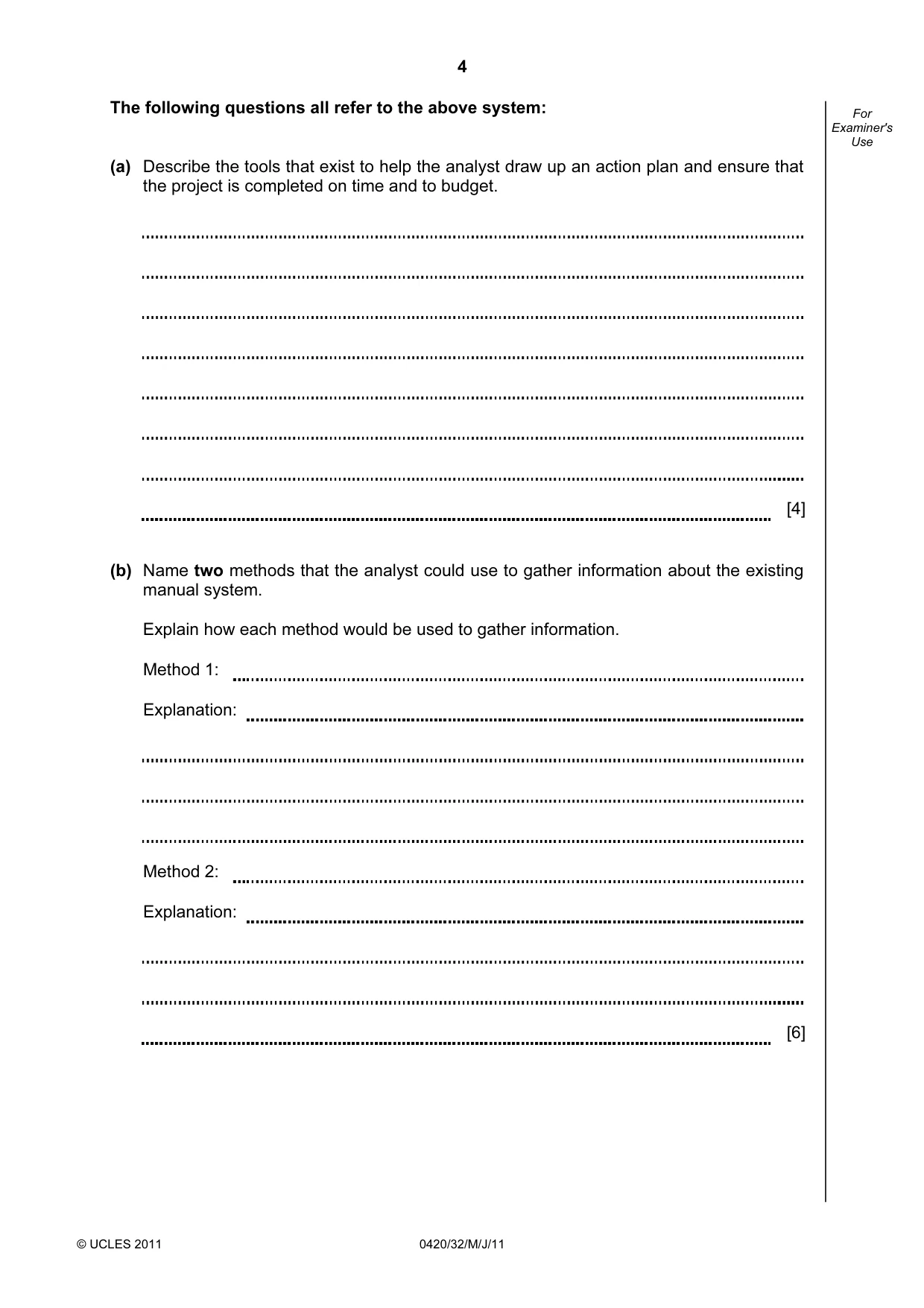 Cambridge IGCSE Computer Studies 0420 2011 May/June Paper 3 · Variant 2 question paper, page 4 of 12