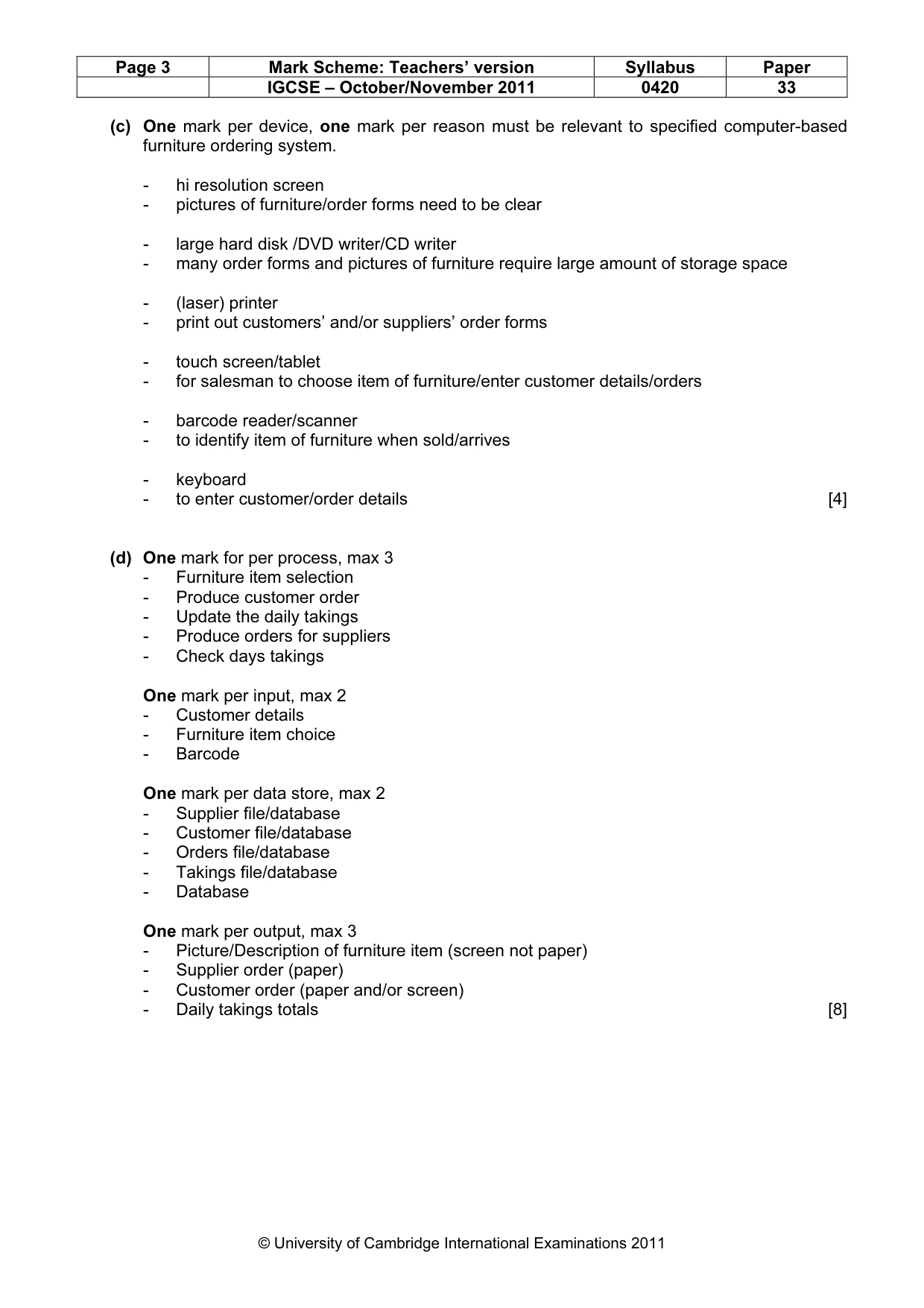 Mark scheme, page 3 of 7