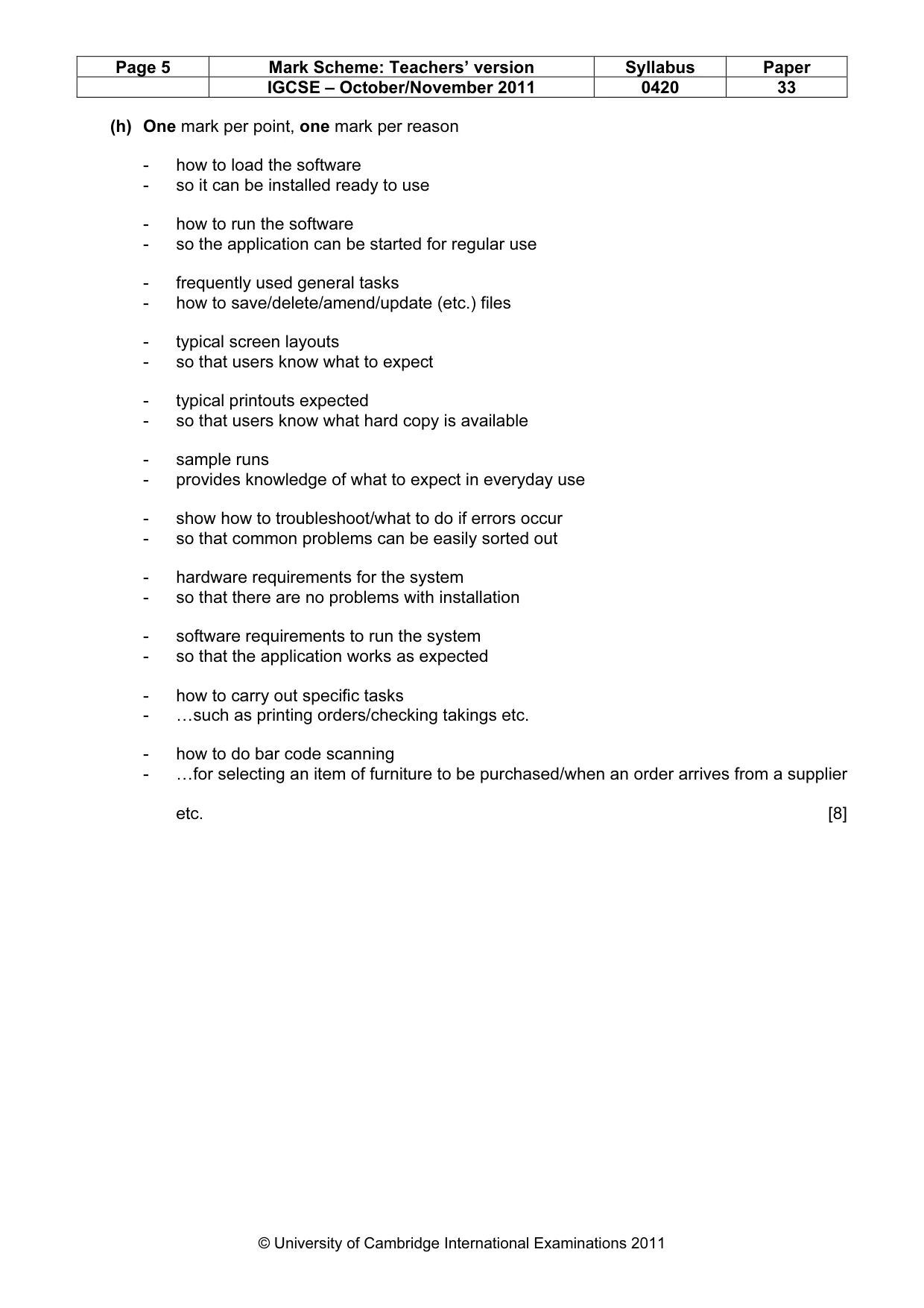 Mark scheme, page 5 of 7