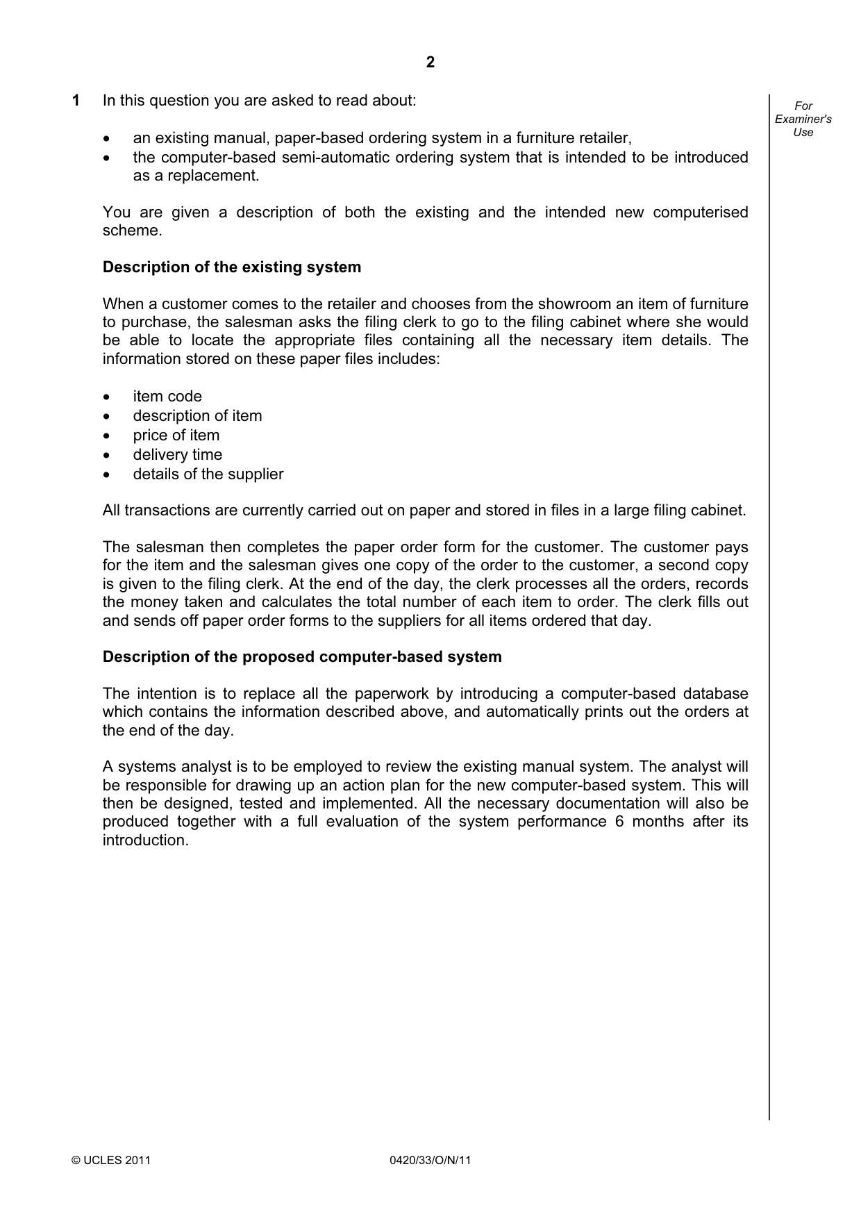 Cambridge IGCSE Computer Studies 0420 2011 Oct/Nov Paper 3 · Variant 3 question paper, page 2 of 12