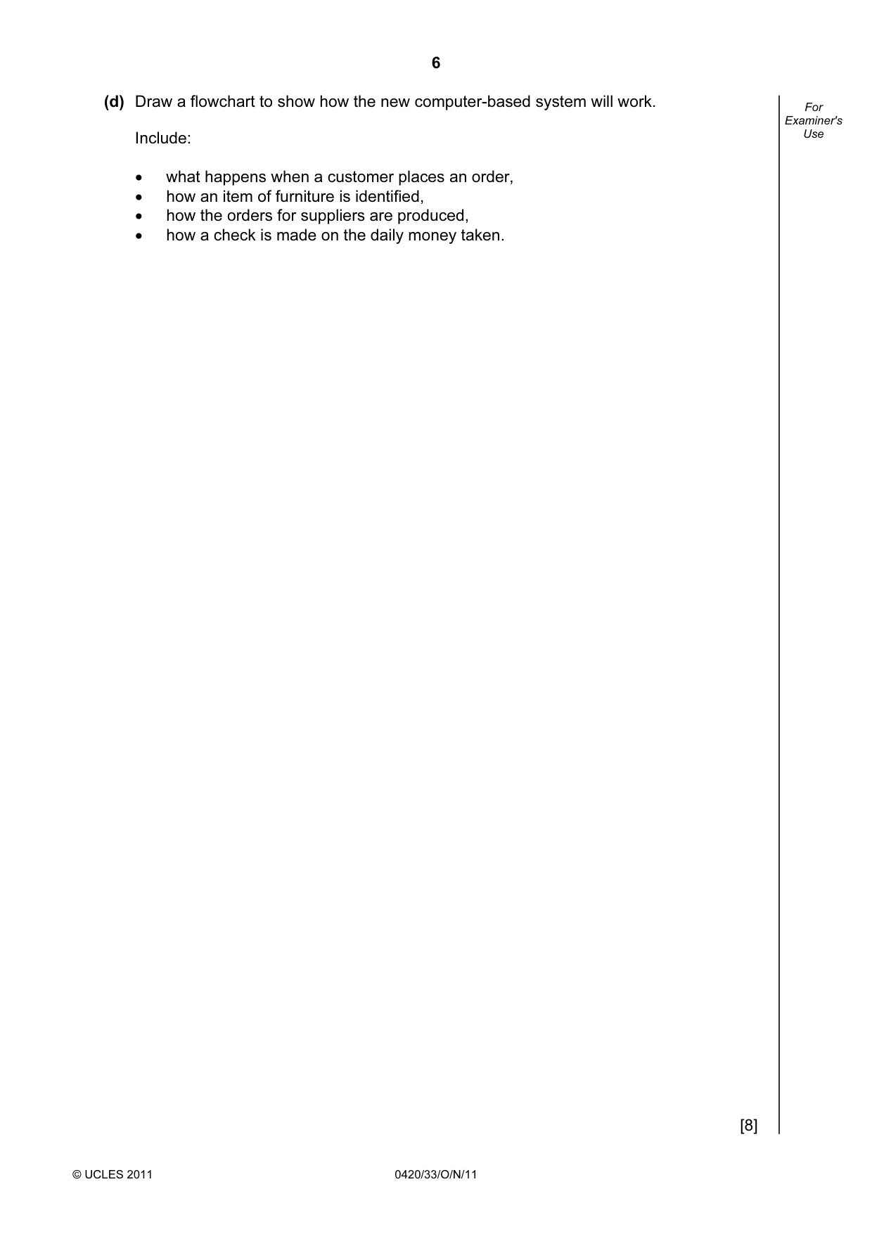 Cambridge IGCSE Computer Studies 0420 2011 Oct/Nov Paper 3 · Variant 3 question paper, page 6 of 12