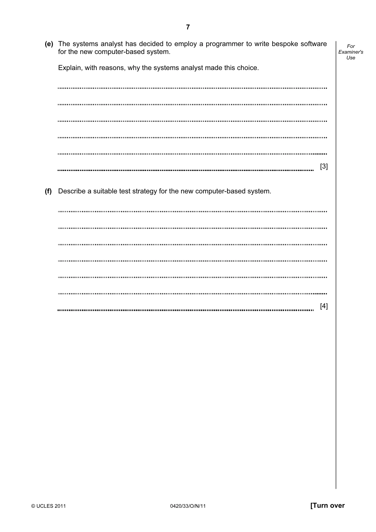 Cambridge IGCSE Computer Studies 0420 2011 Oct/Nov Paper 3 · Variant 3 question paper, page 7 of 12