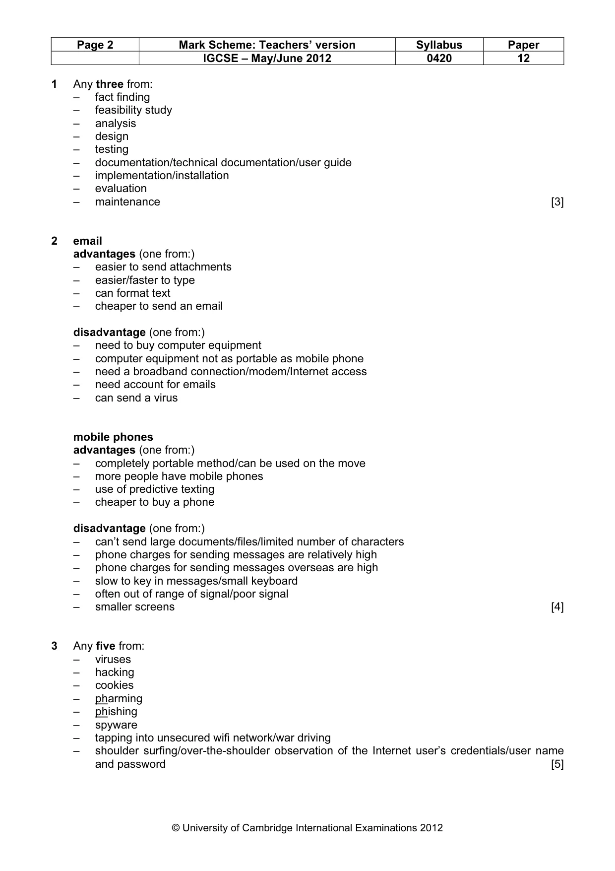 Mark scheme, page 2 of 11