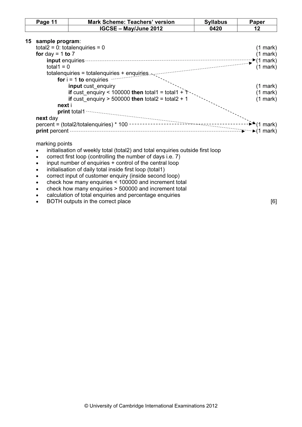 Mark scheme, page 11 of 11