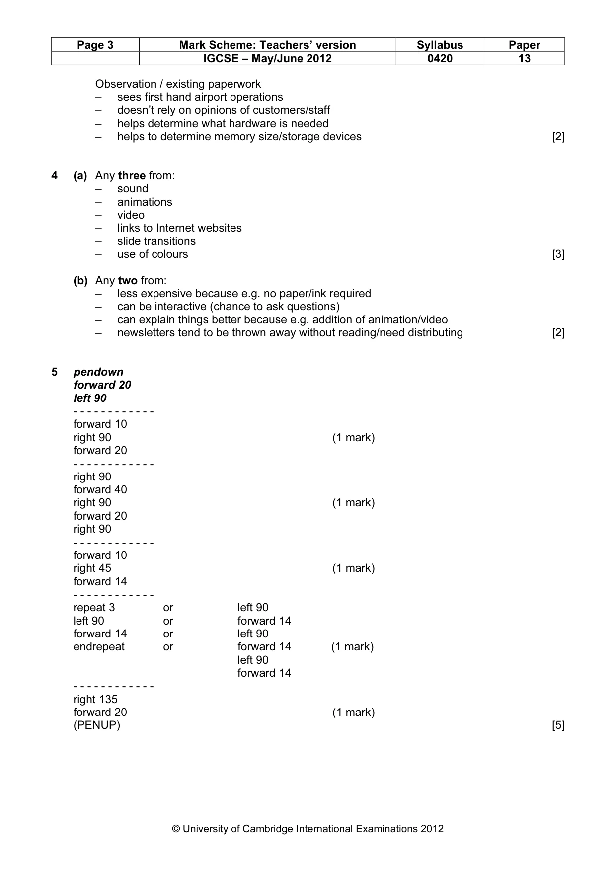 Mark scheme, page 3 of 12