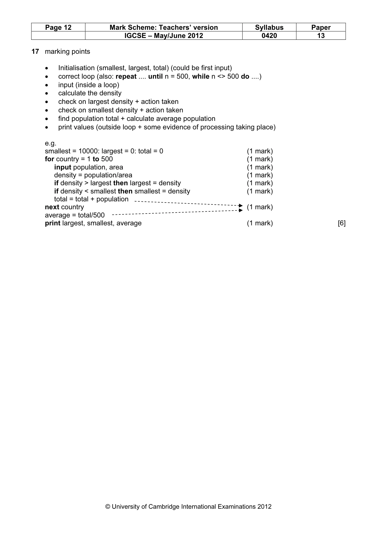 Mark scheme, page 12 of 12